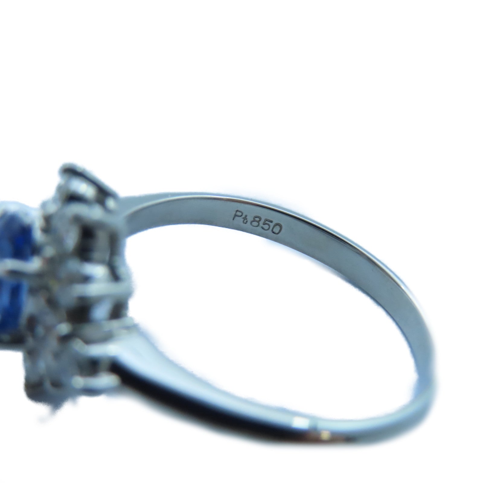 JEWELRY PT850白金Sapphire/Diamond Ring 1.16ct藍寶石/0.62ct鑽石戒指US#9.25