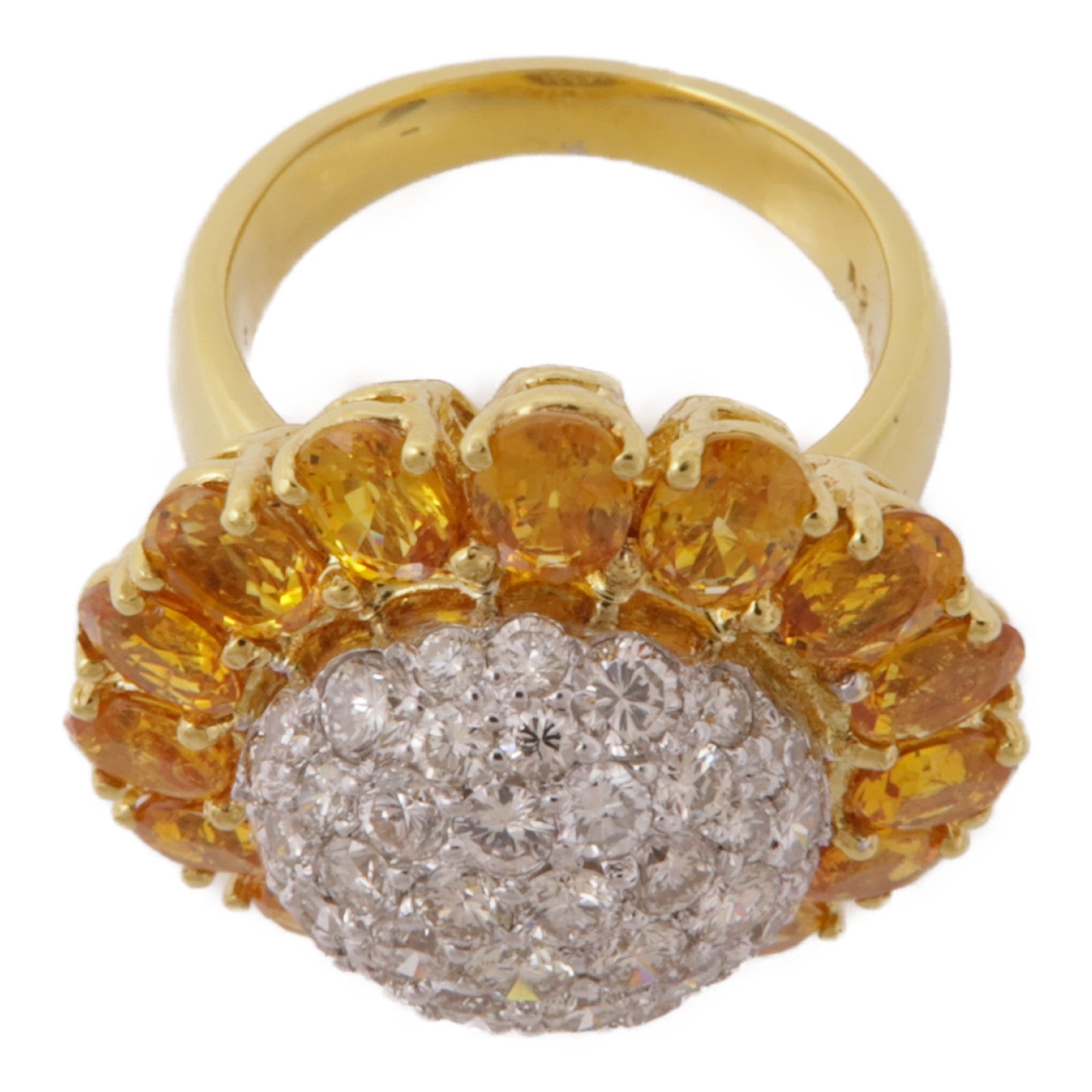 JEWELRY 18K黃金Yellow Sapphire/Diamond Ring黃色藍寶石/鑽石戒指US#6.25