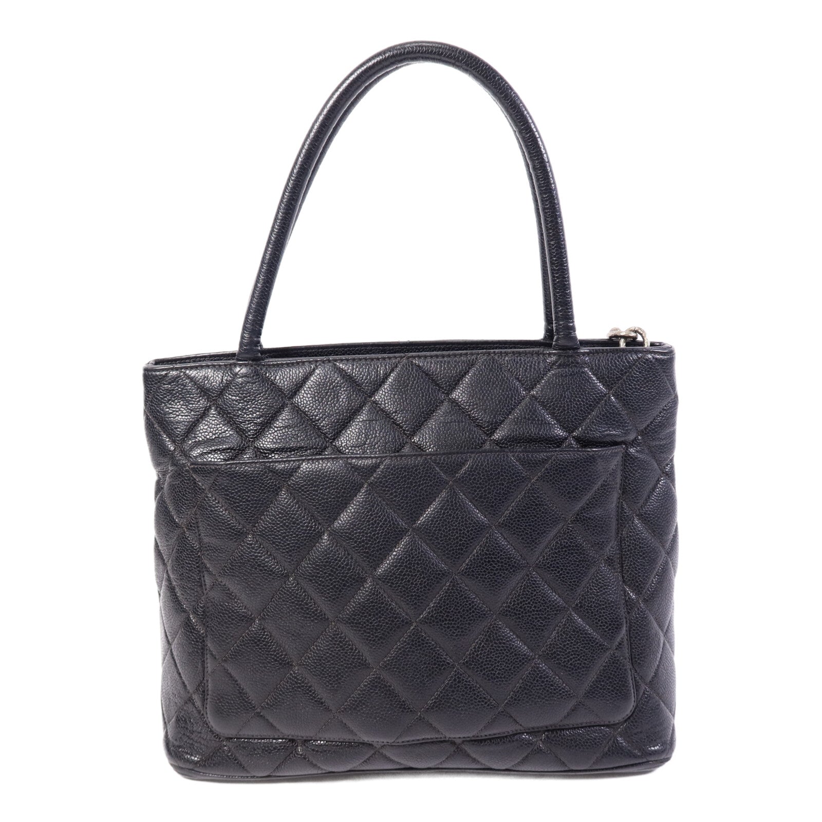 CHANEL 牛皮皮革Vintage Hand Bag銀扣肩背袋