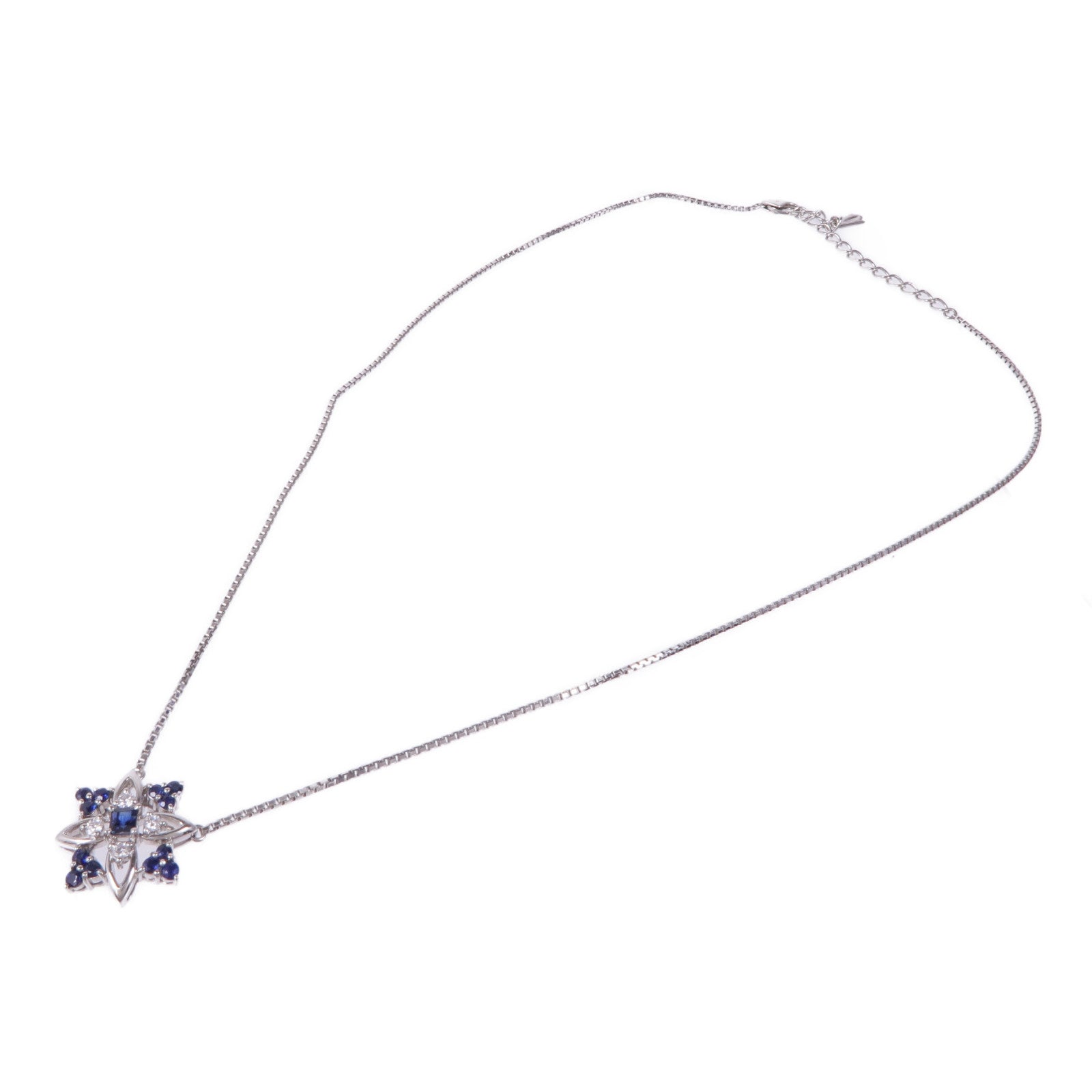 JEWELRY 【激減優惠】PT900鉑金Diamond Sapphire Necklace藍寶石/鑽石項鍊