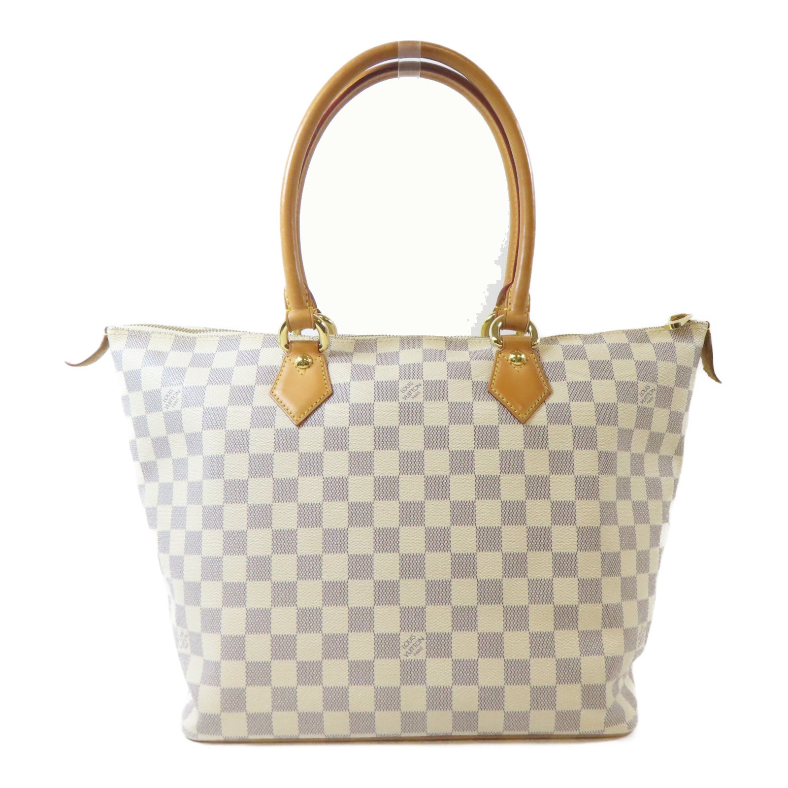 LOUIS VUITTON 【激減優惠】Damier Azur Saleya MM金扣手挽袋白色