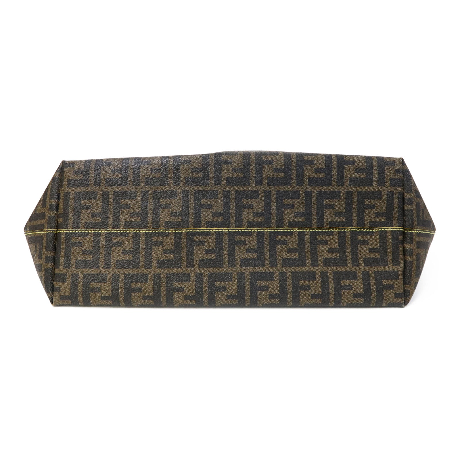 FENDI 塗層帆布Tote Bag金扣肩背袋黃色/啡色