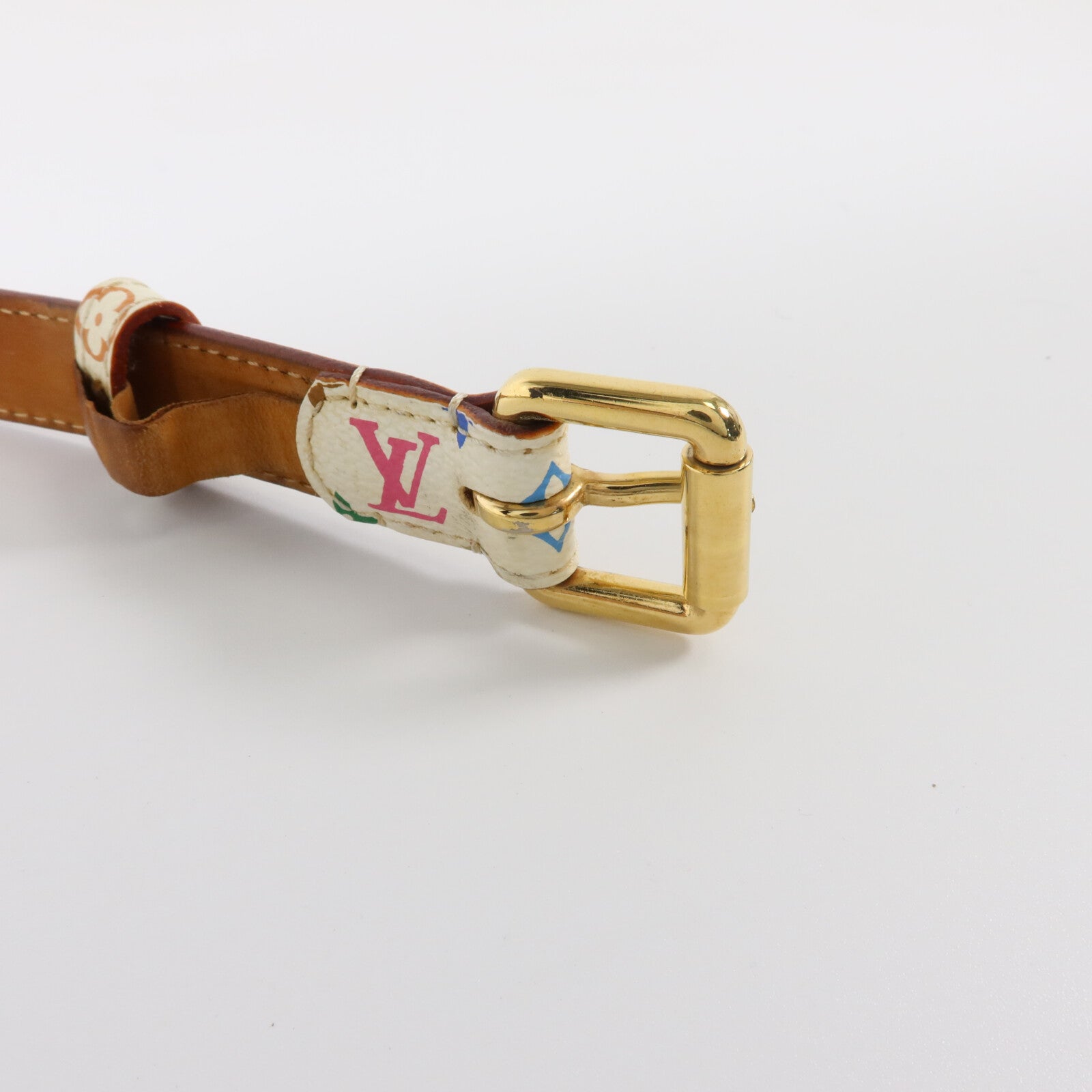 LOUIS VUITTON Monogram Multicolore Belt 90cm金扣腰帶