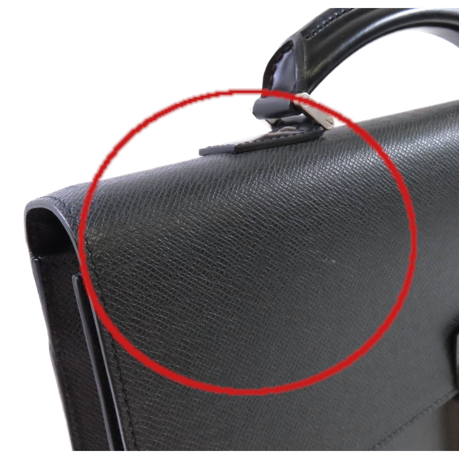 LOUIS VUITTON Taiga Serviette Moskova Business Bag銀扣公事包黑色