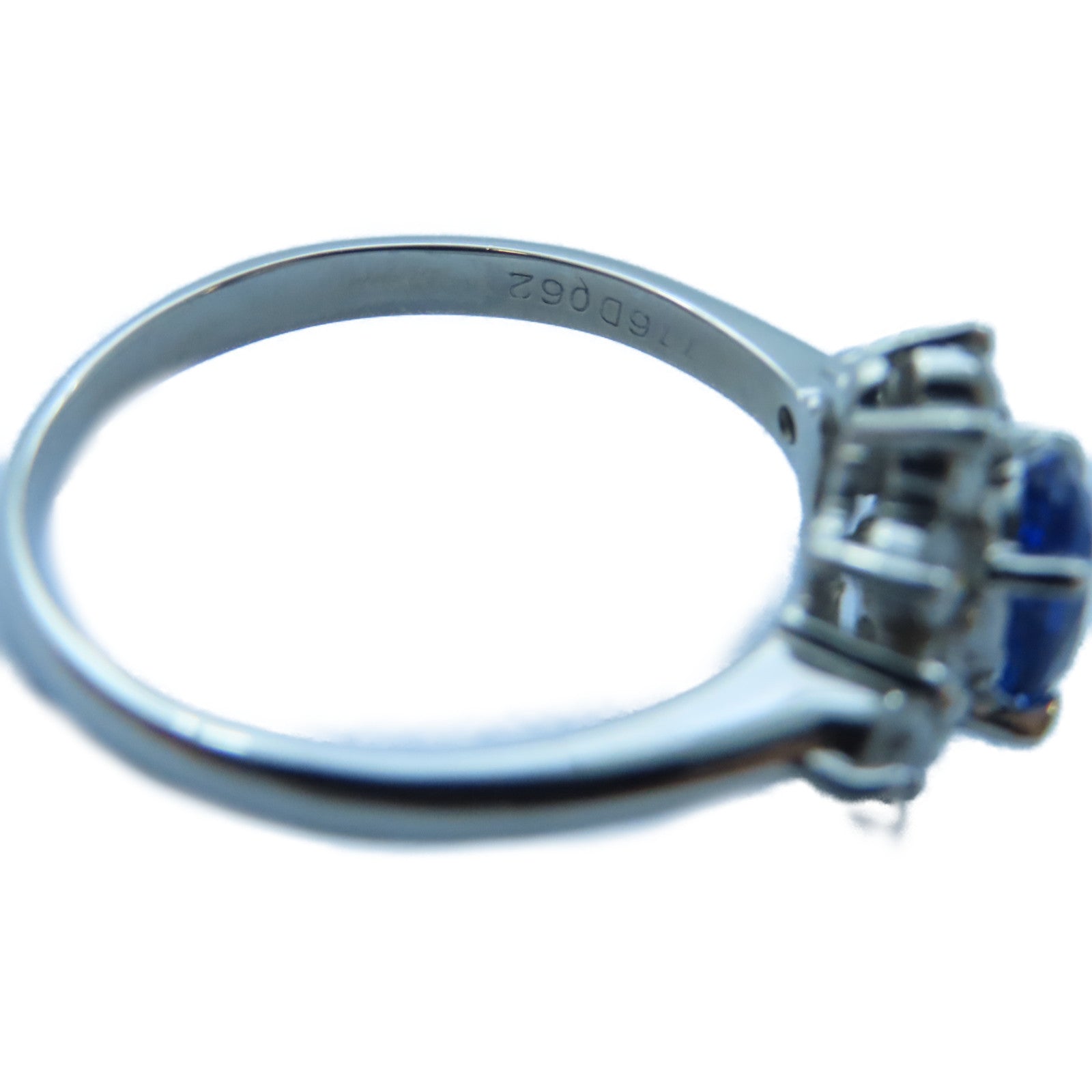 JEWELRY PT850白金Sapphire/Diamond Ring 1.16ct藍寶石/0.62ct鑽石戒指US#9.25