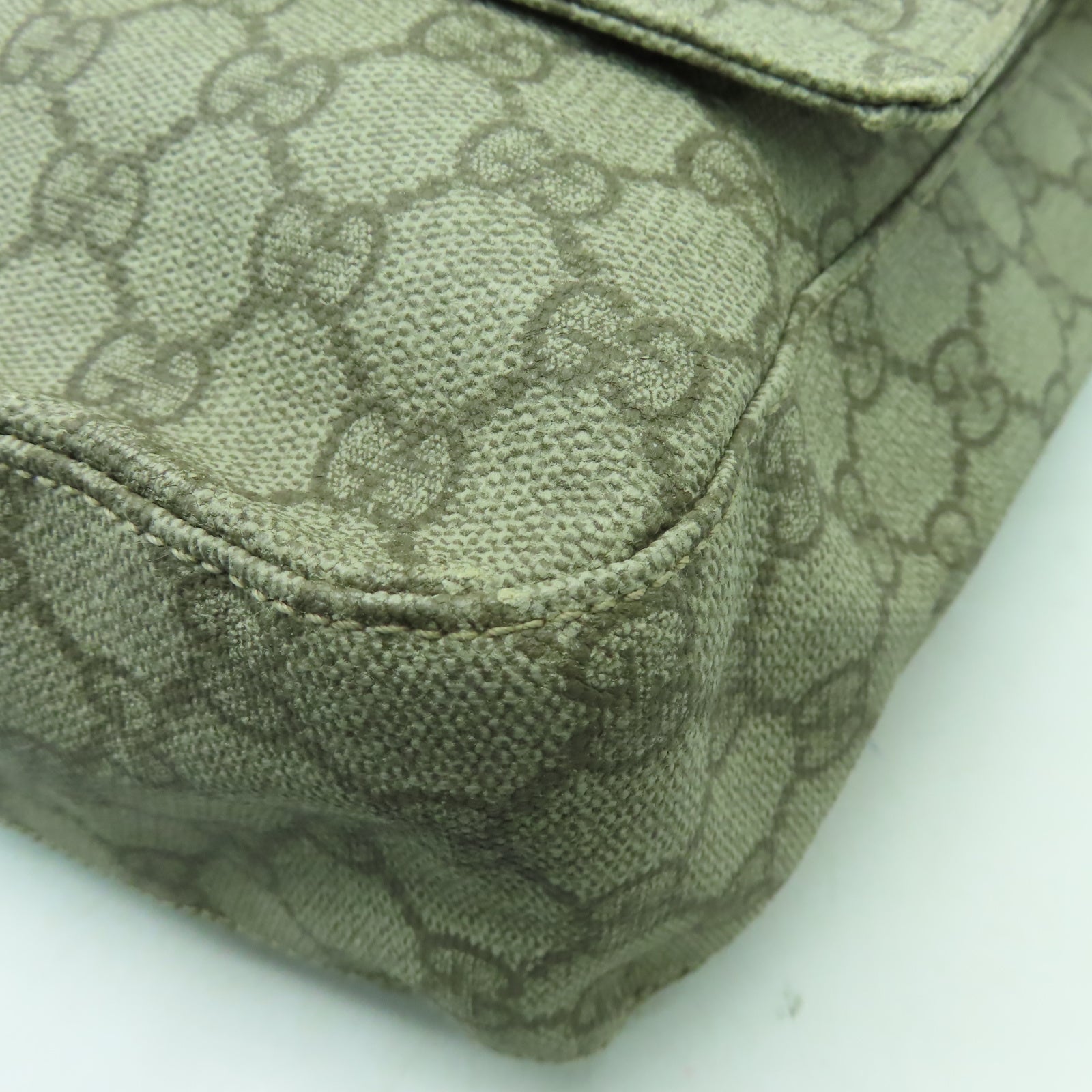 GUCCI 【激減優惠】塗層帆布Shoulder Bag銀扣肩背袋啡色