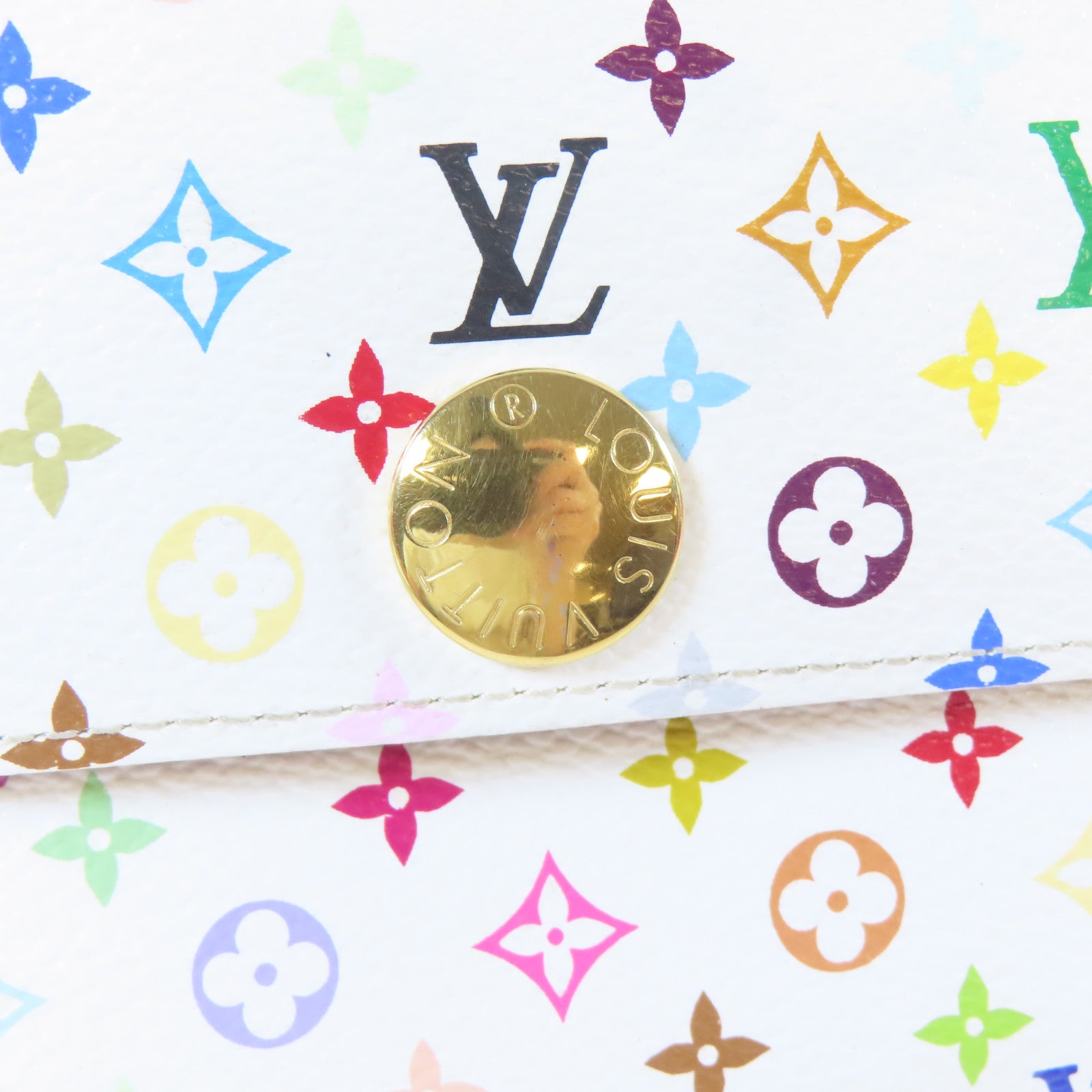 LOUIS VUITTON 【激減優惠】Monogram Multicolore Portefeuille Sarah金扣長錢包白色/多色