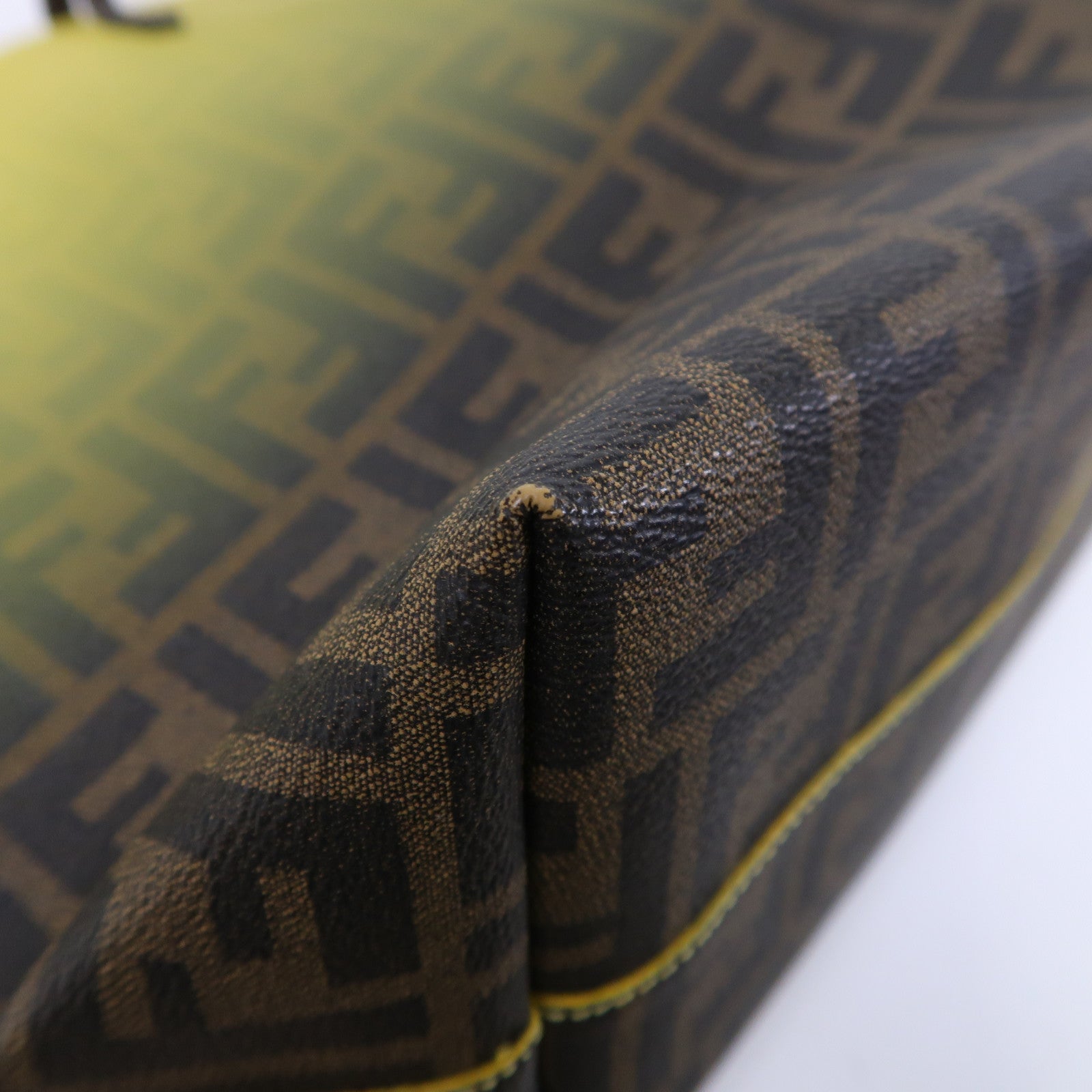 FENDI 塗層帆布Tote Bag金扣肩背袋黃色/啡色