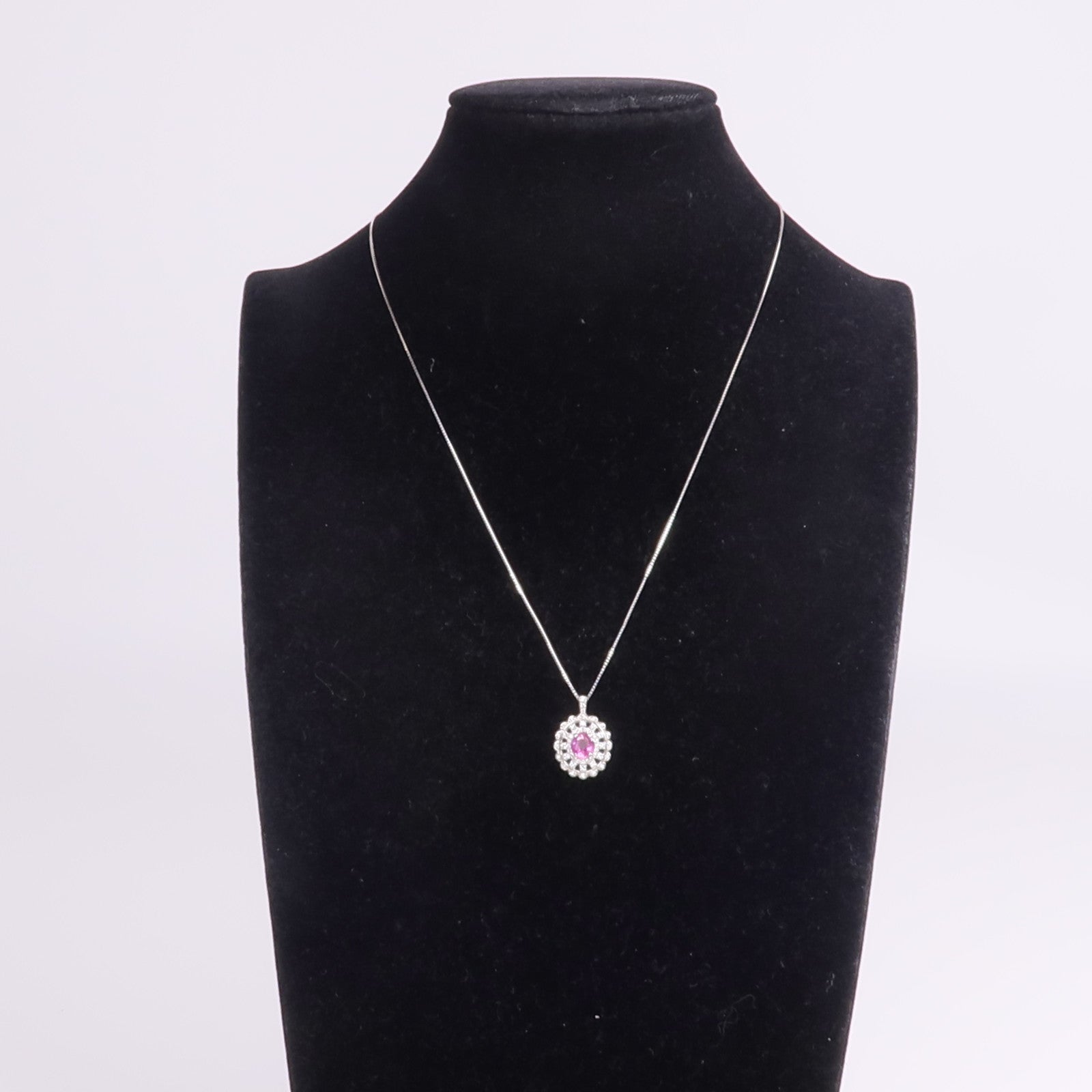JEWELRY 【激減優惠】PT900/PT850鉑金Pink Sapphire Diamond Necklace粉紅色藍寶石/鑽石項鍊