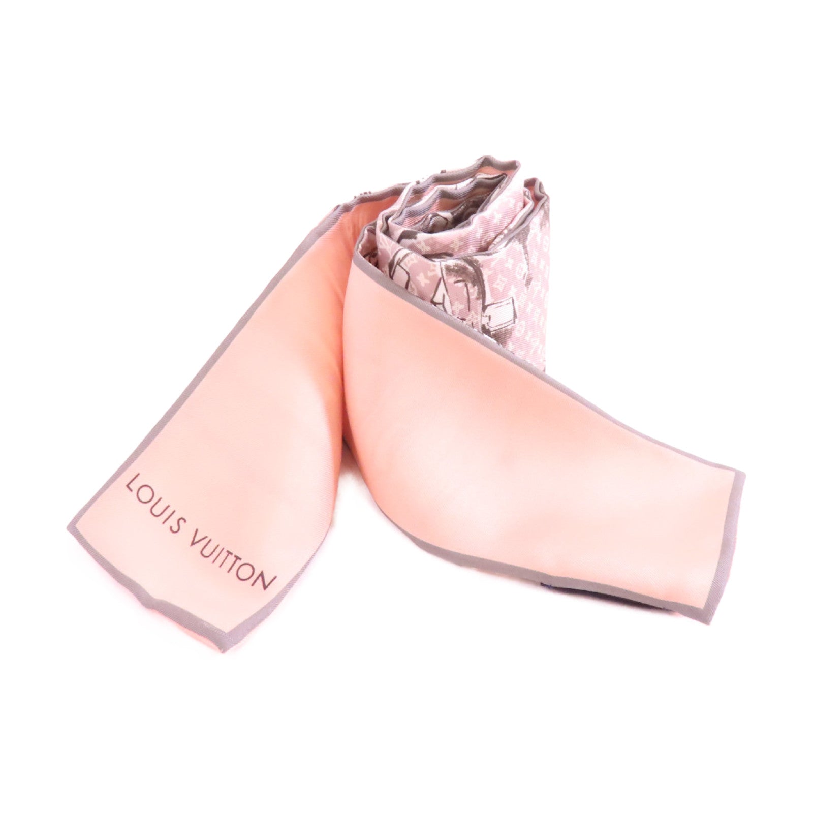LOUIS VUITTON 絲質Trunks Bandeau scarf絲巾粉紅色
