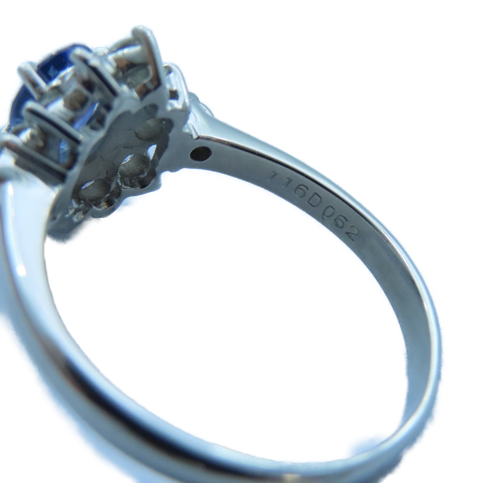JEWELRY PT850白金Sapphire/Diamond Ring 1.16ct藍寶石/0.62ct鑽石戒指US#9.25