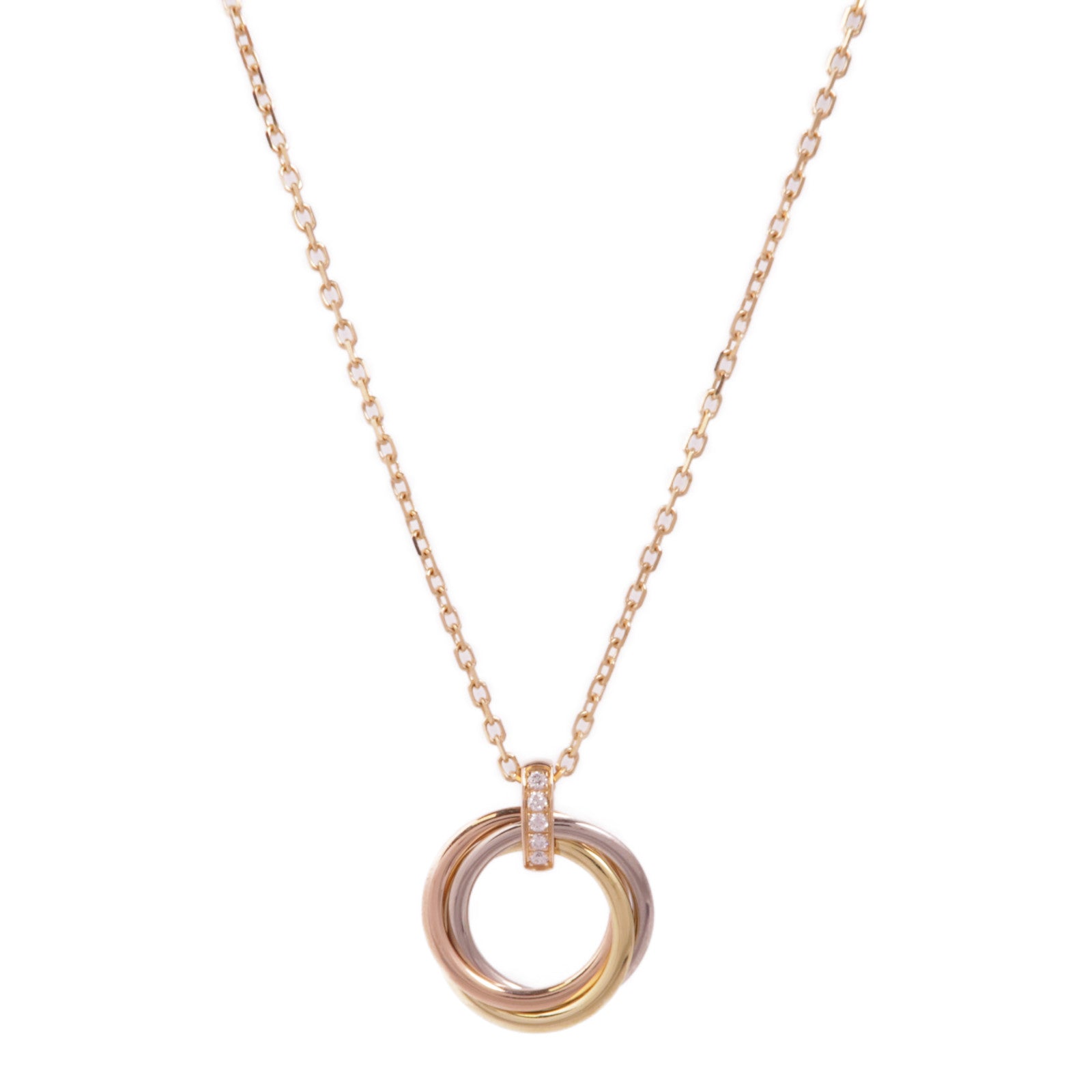 CARTIER Trinity Necklace 5P Diamond B3044700 18K Yellow White Pink Gold