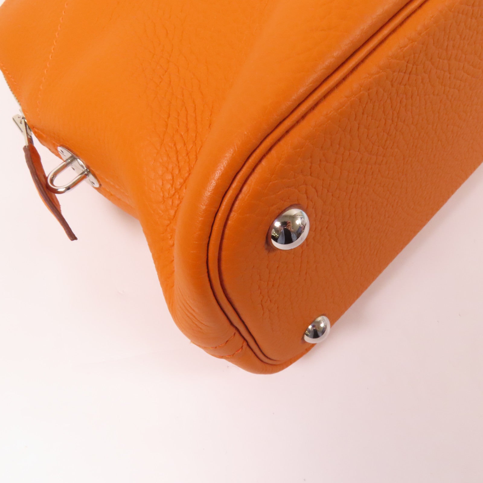 HERMES Clemence皮革Bolide 31銀扣手挽肩背兩用袋Orange
