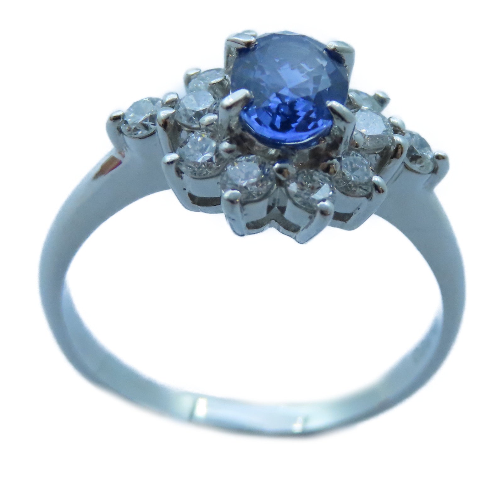 JEWELRY PT850白金Sapphire/Diamond Ring 1.16ct藍寶石/0.62ct鑽石戒指US#9.25