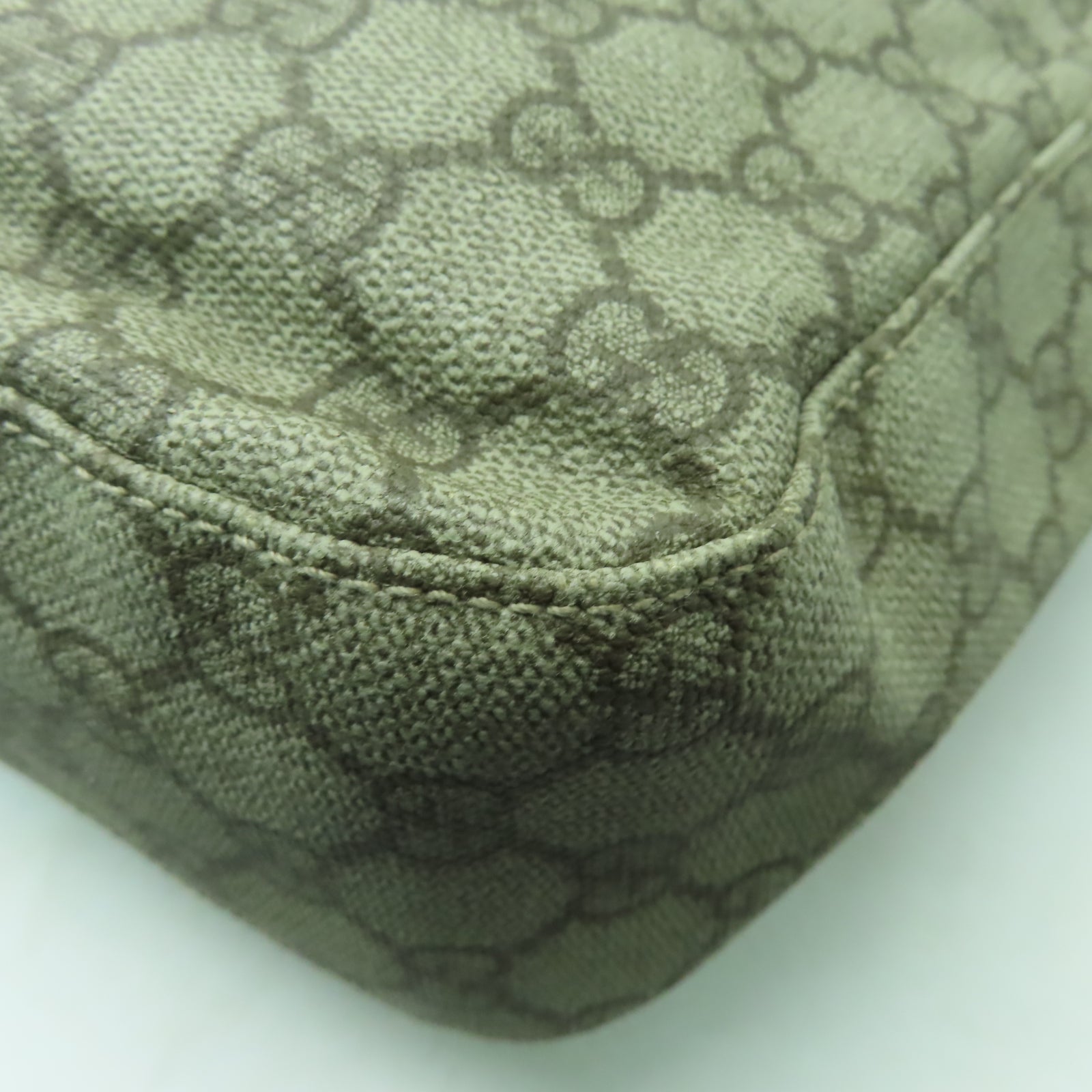 GUCCI 【激減優惠】塗層帆布Shoulder Bag銀扣肩背袋啡色