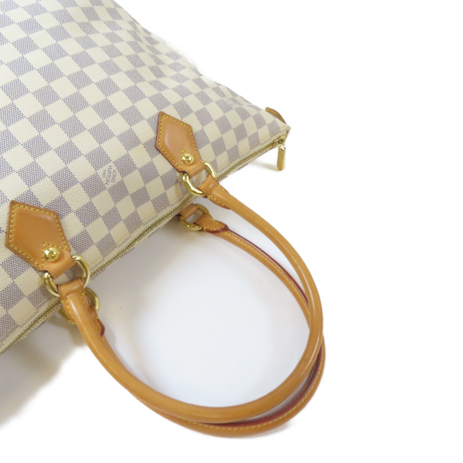 LOUIS VUITTON 【激減優惠】Damier Azur Saleya MM金扣手挽袋白色
