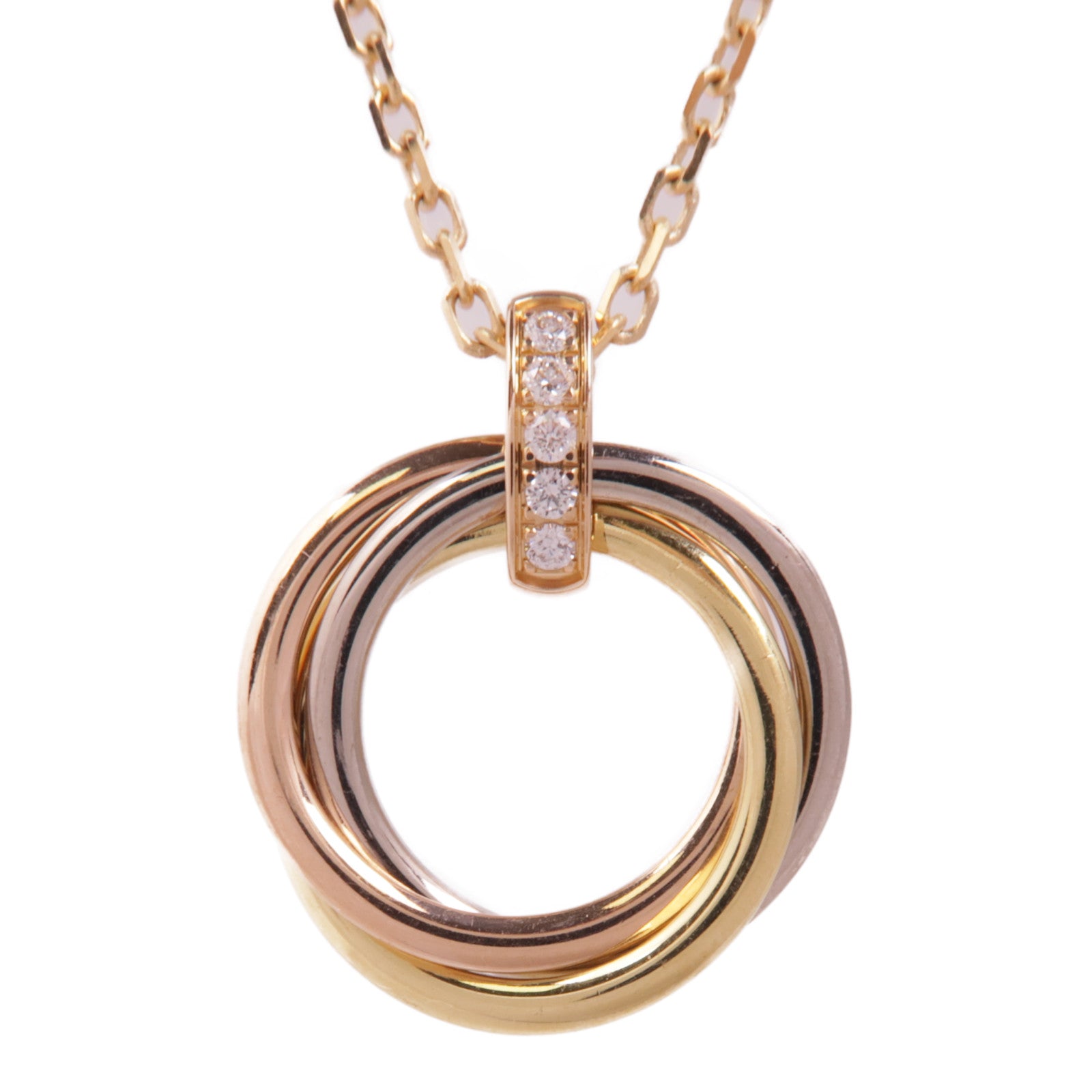 CARTIER Trinity Necklace 5P Diamond B3044700 18K Yellow White Pink Gold