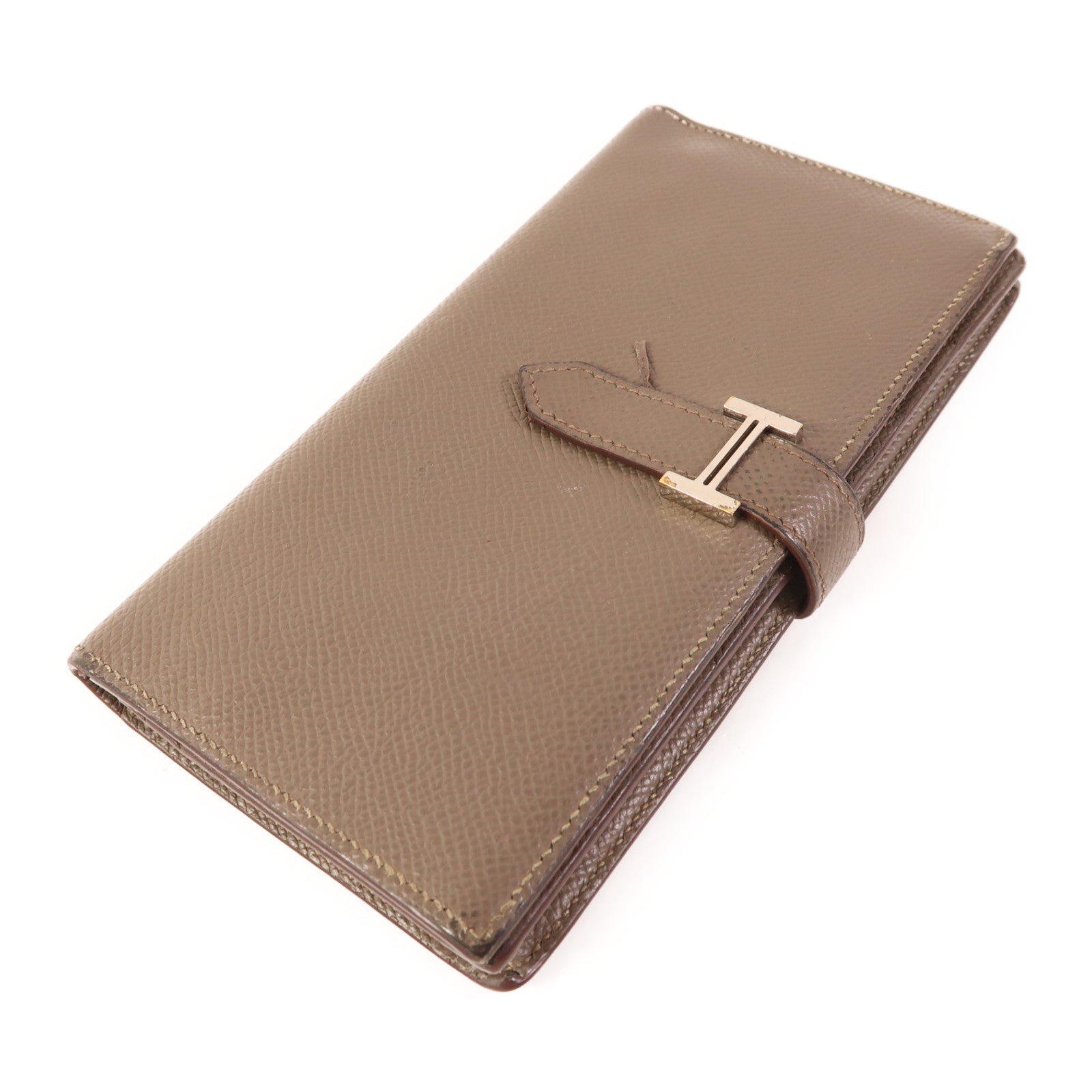HERMES 【激減優惠】Epsom皮革Bearn Long Wallet銀扣錢包