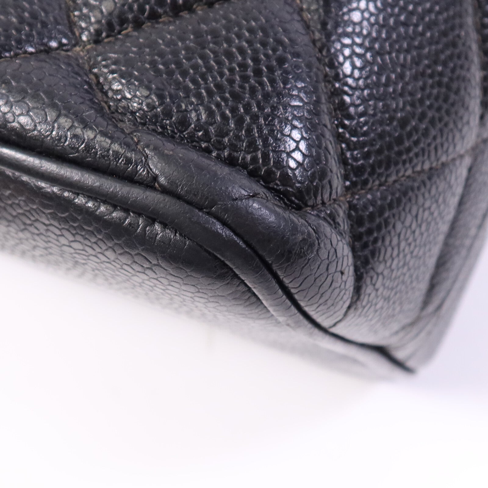 CHANEL 牛皮皮革Vintage Hand Bag銀扣肩背袋