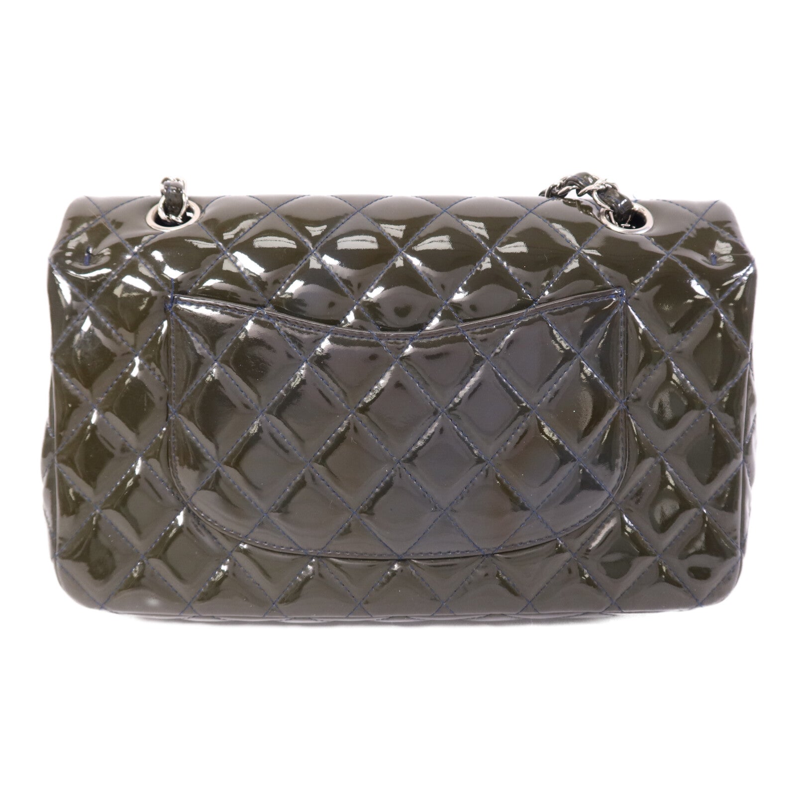 CHANEL 漆皮皮革Classic 25銀扣鏈帶肩背袋