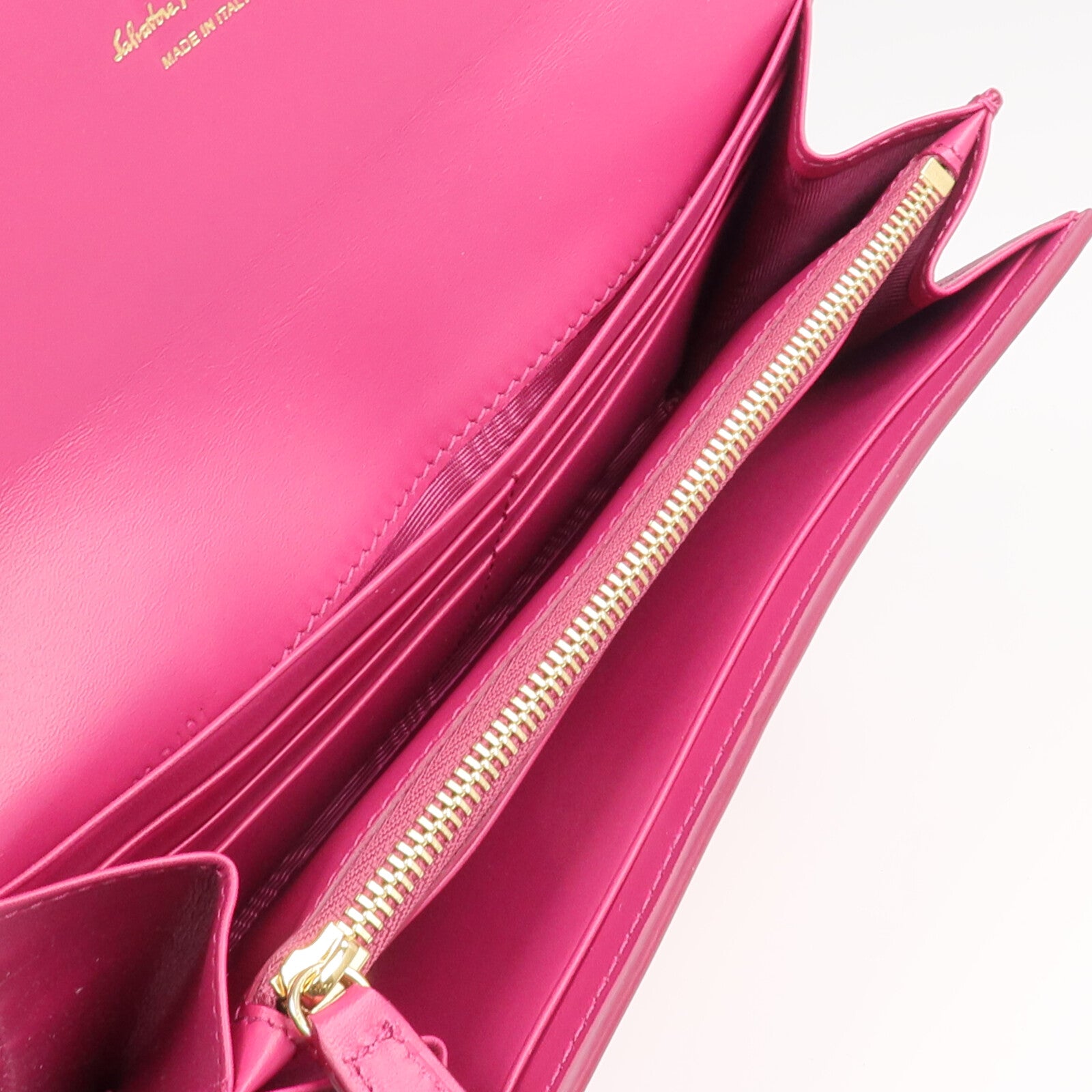 Salvatore Ferragamo 蛇皮皮革/牛皮皮革Long Wallet金扣長錢包