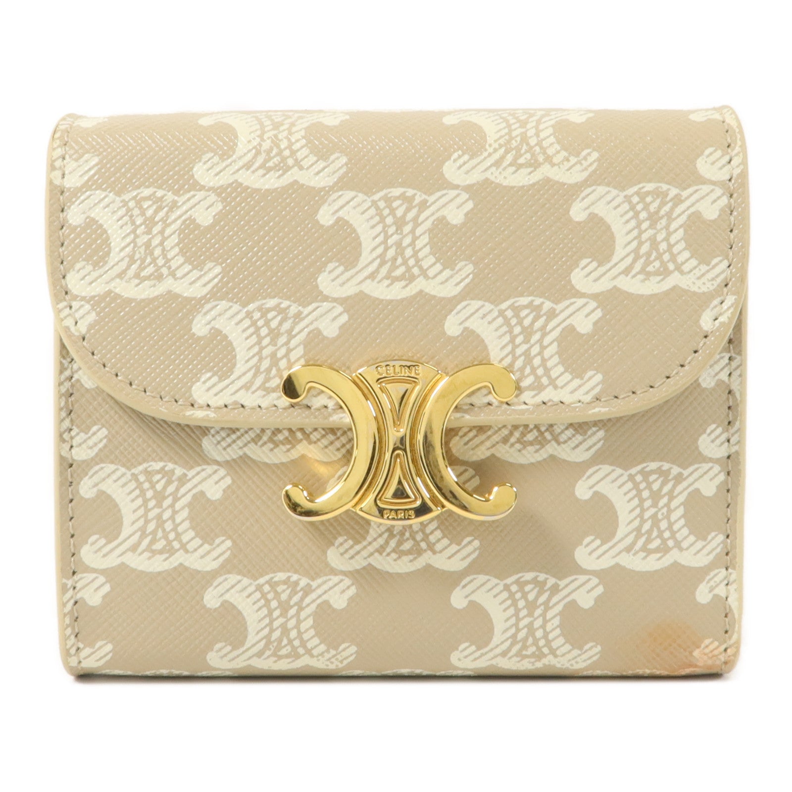 CELINE 塗層帆布Triomphe Small Flap Wallet錢包