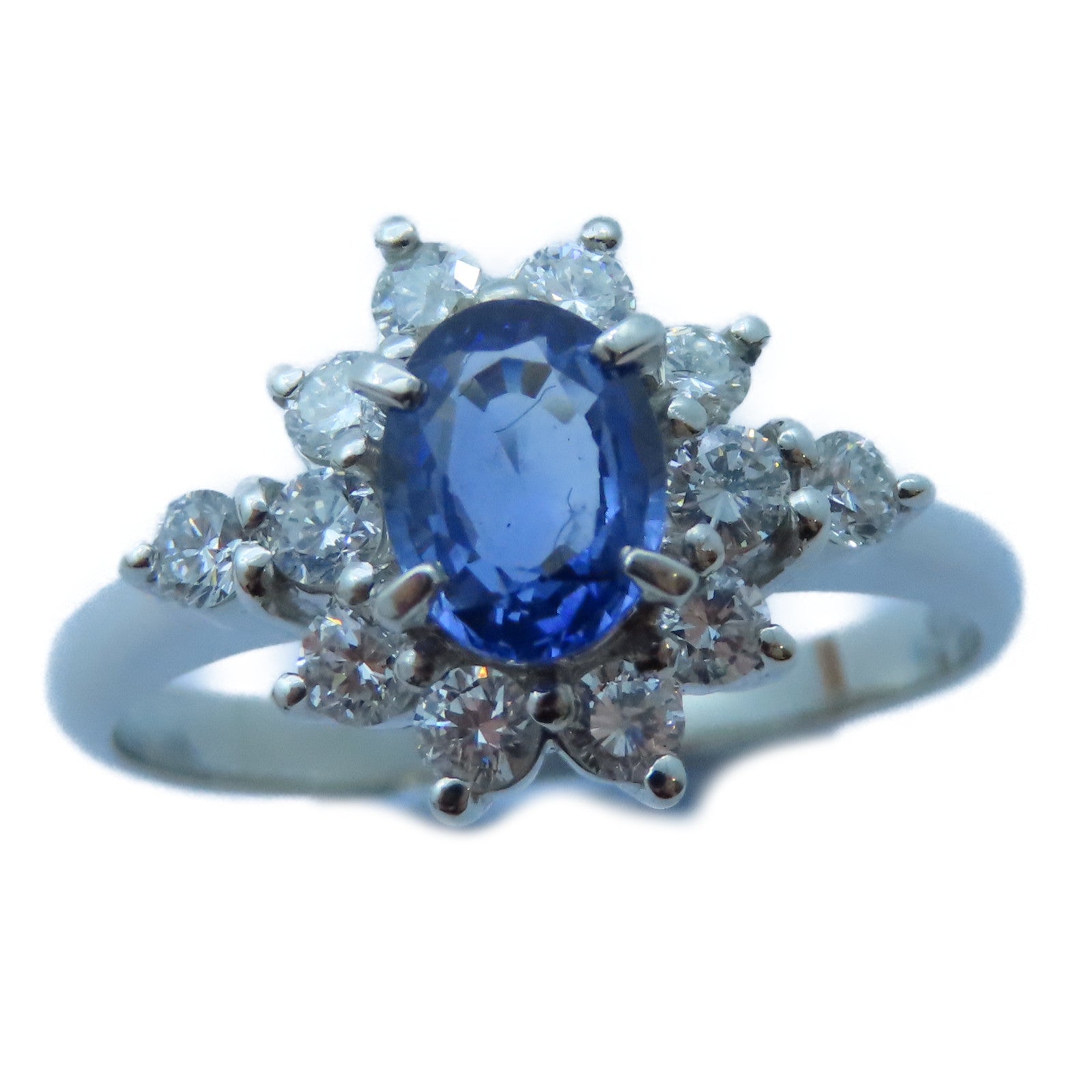 JEWELRY PT850白金Sapphire/Diamond Ring 1.16ct藍寶石/0.62ct鑽石戒指US#9.25
