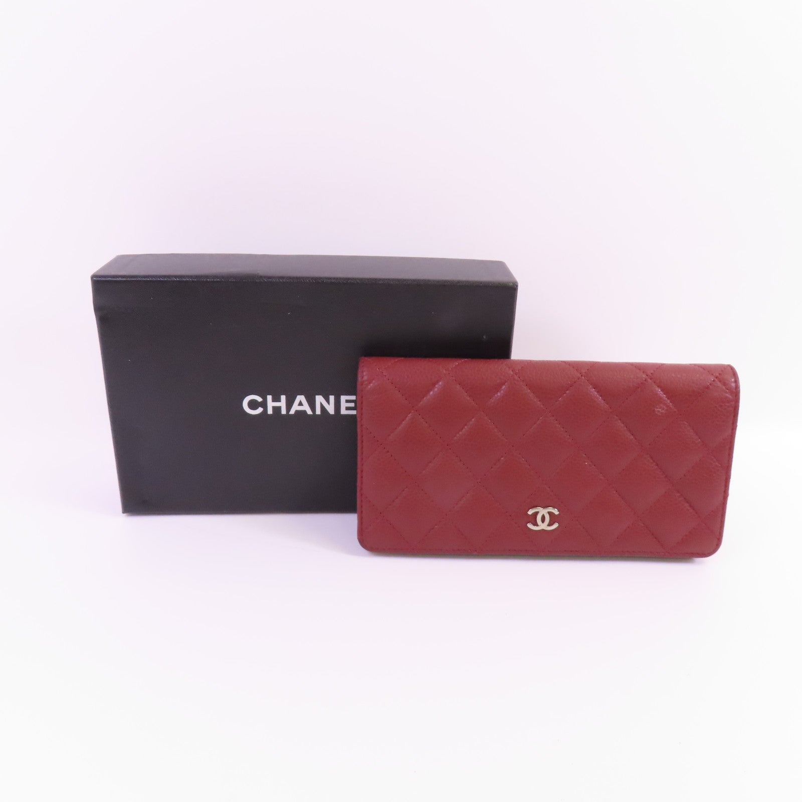 CHANEL 牛皮皮革Long Wallet銀扣長錢包