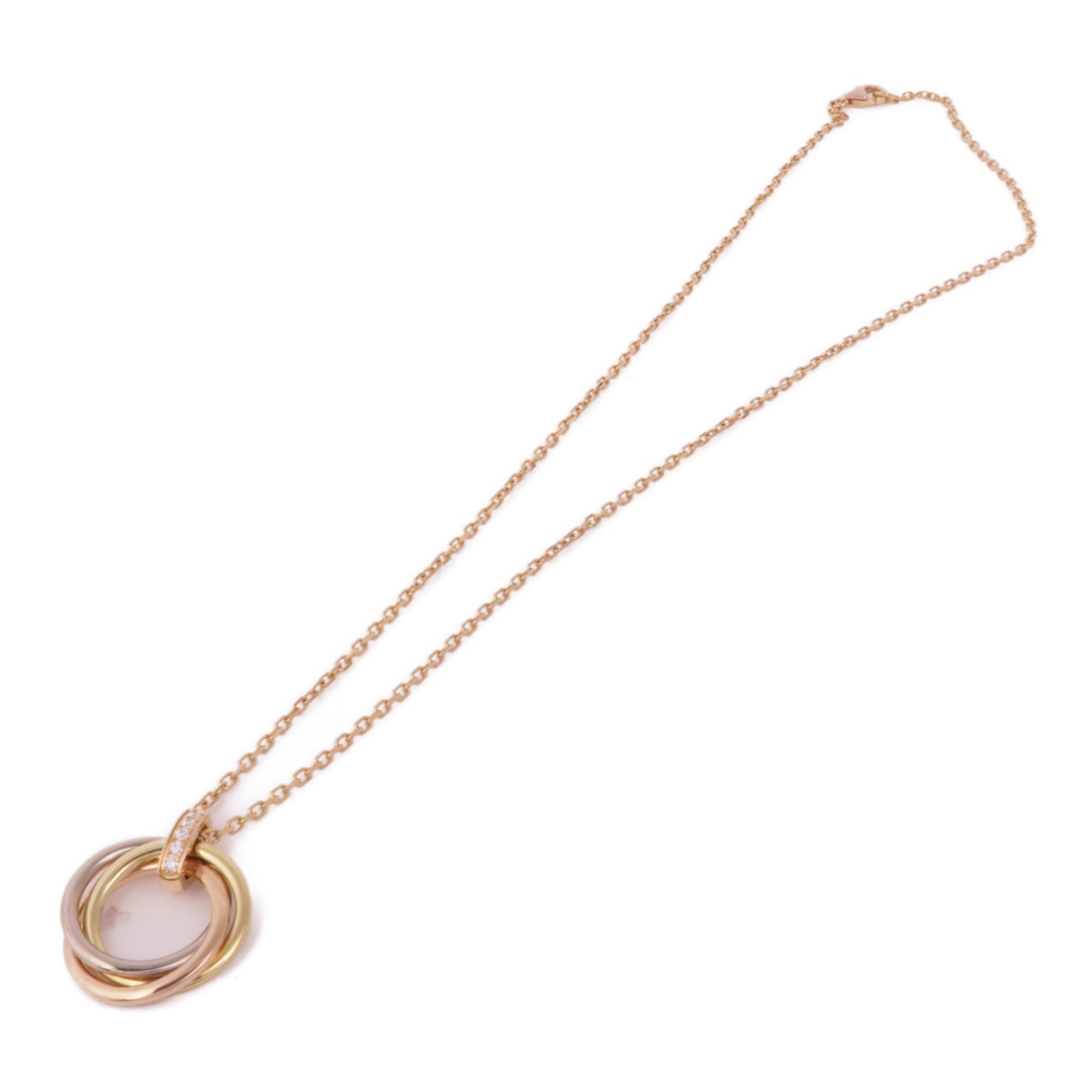 CARTIER Trinity Necklace 5P Diamond B3044700 18K Yellow White Pink Gold