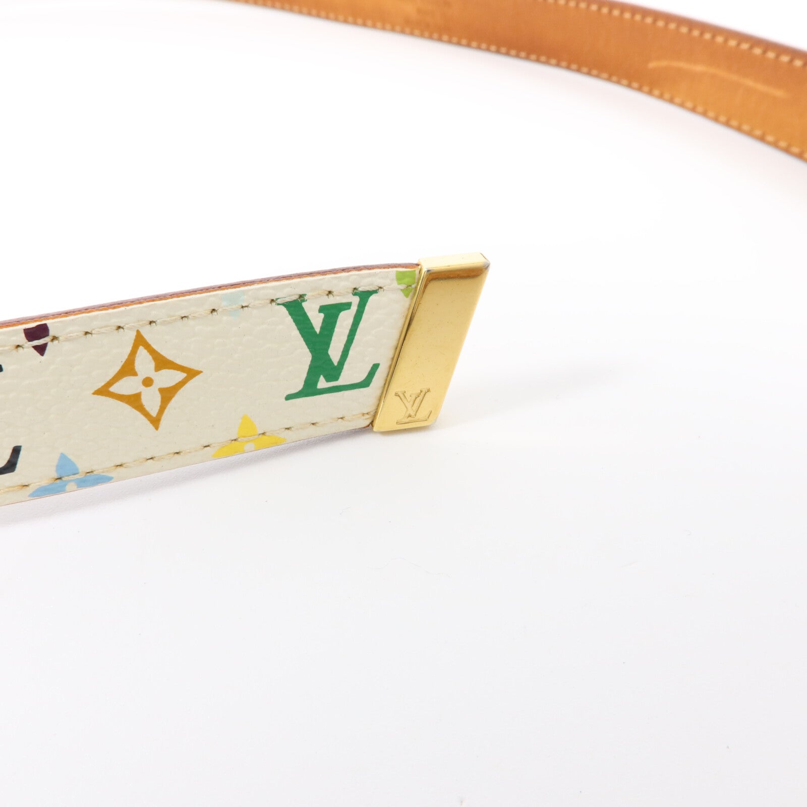 LOUIS VUITTON Monogram Multicolore Belt 90cm金扣腰帶