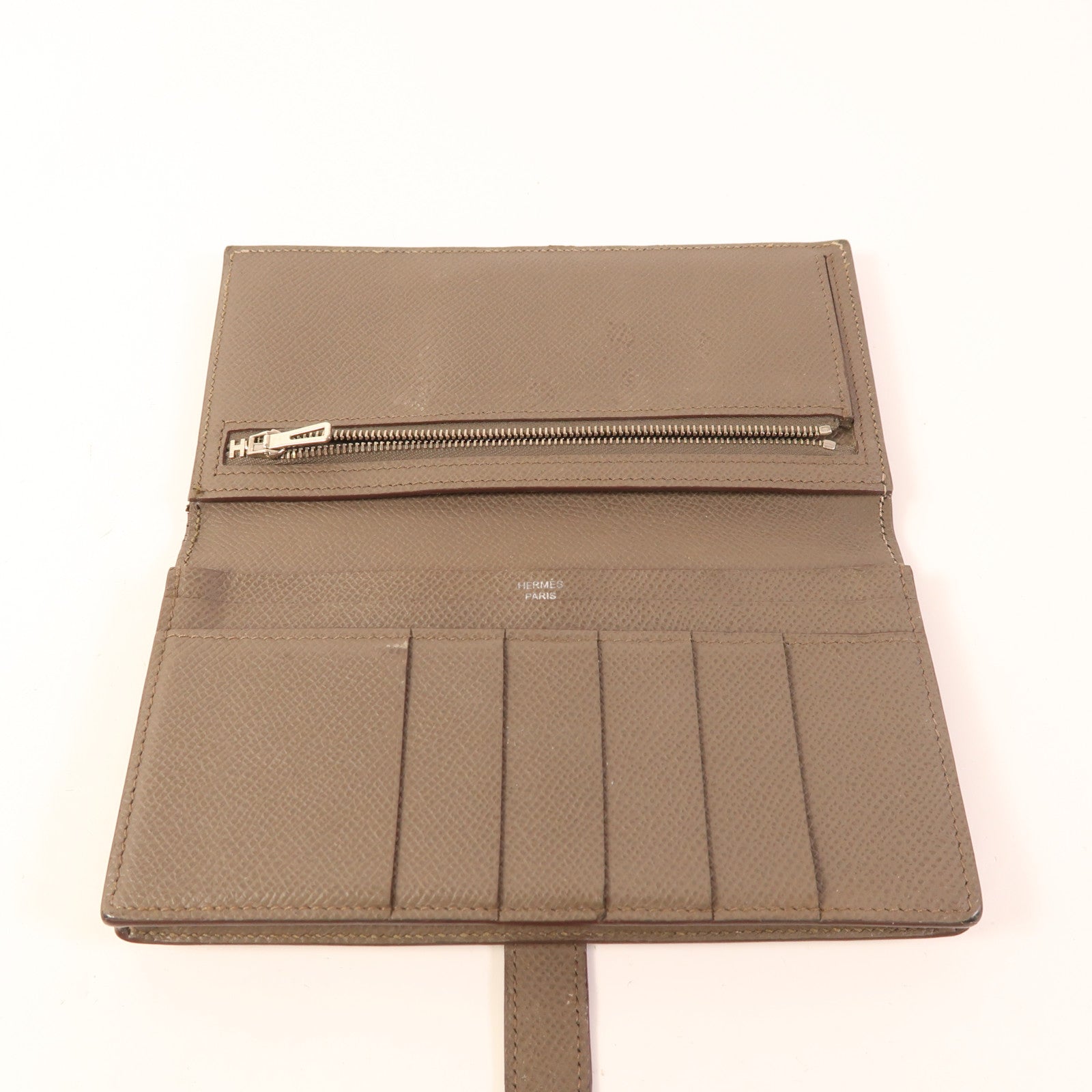 HERMES Epsom皮革Bearn Long Wallet銀扣錢包