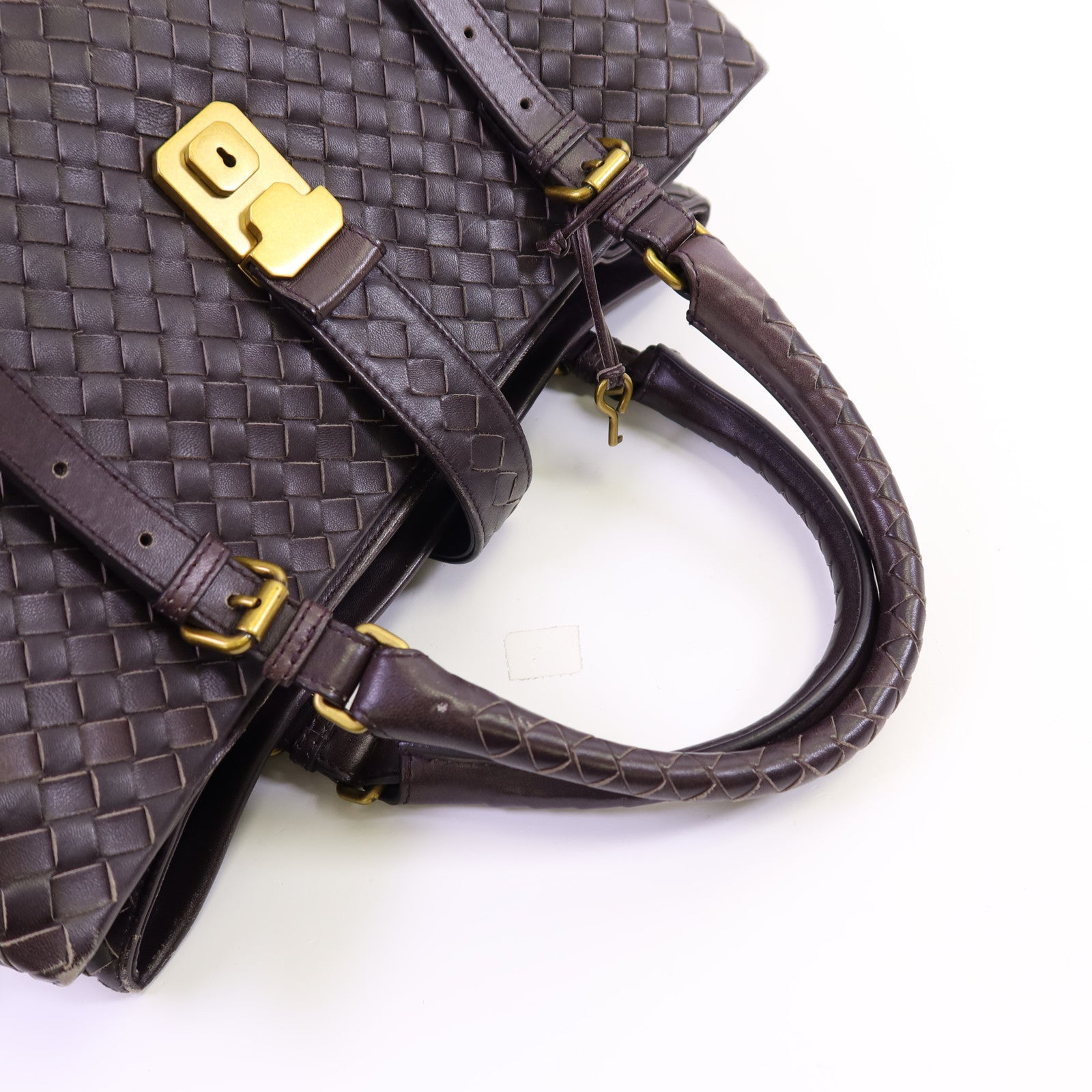 BOTTEGA VENETA 織紋皮革Roma Medium金扣手挽袋