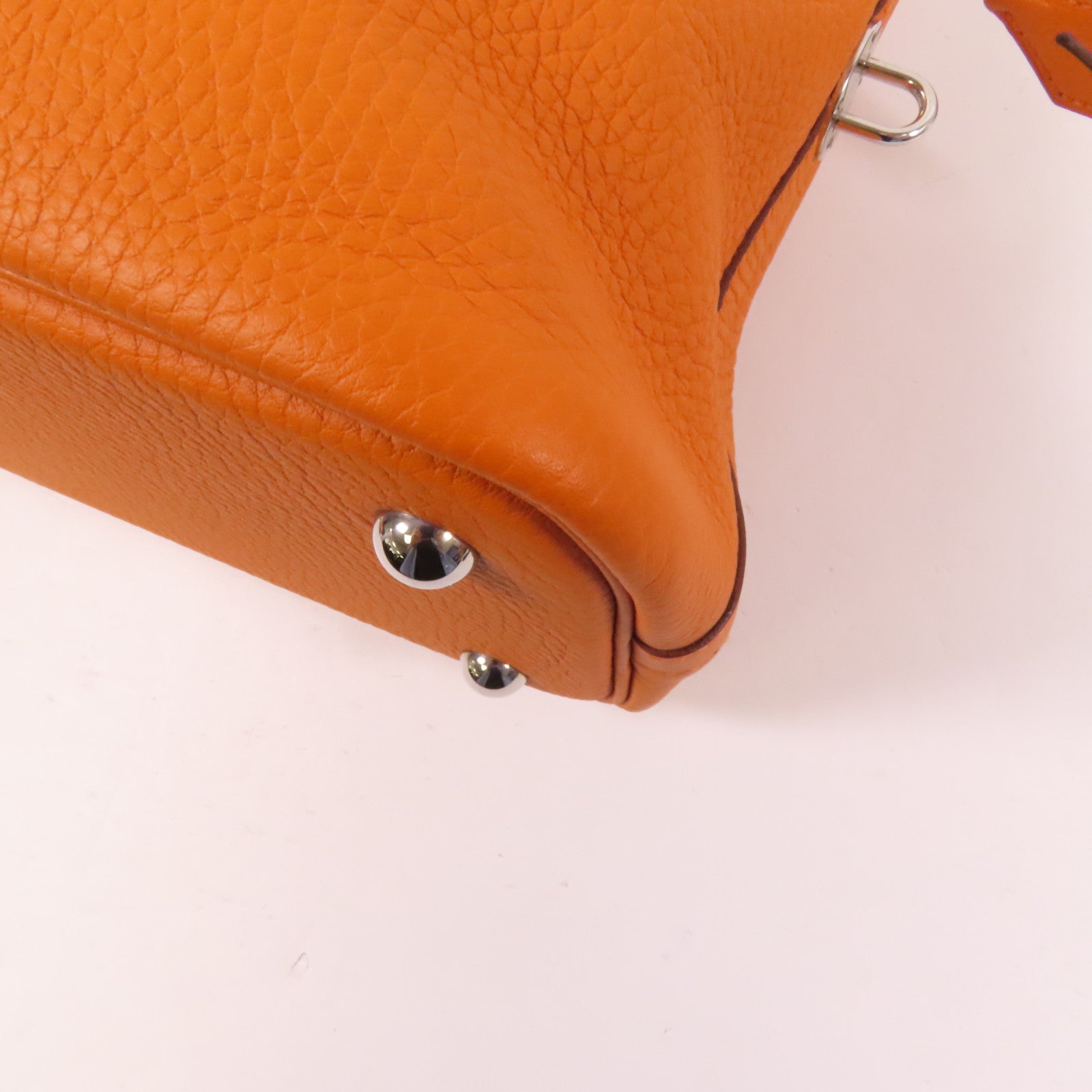 HERMES Clemence皮革Bolide 31銀扣手挽肩背兩用袋Orange