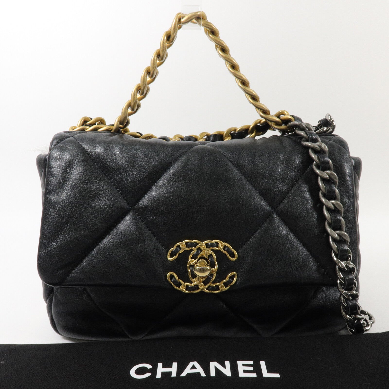 CHANEL 羊皮皮革C19 Small手挽肩背兩用袋