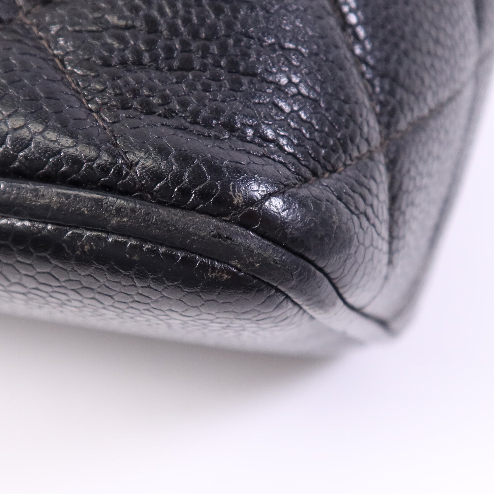 CHANEL 牛皮皮革Vintage Hand Bag銀扣肩背袋