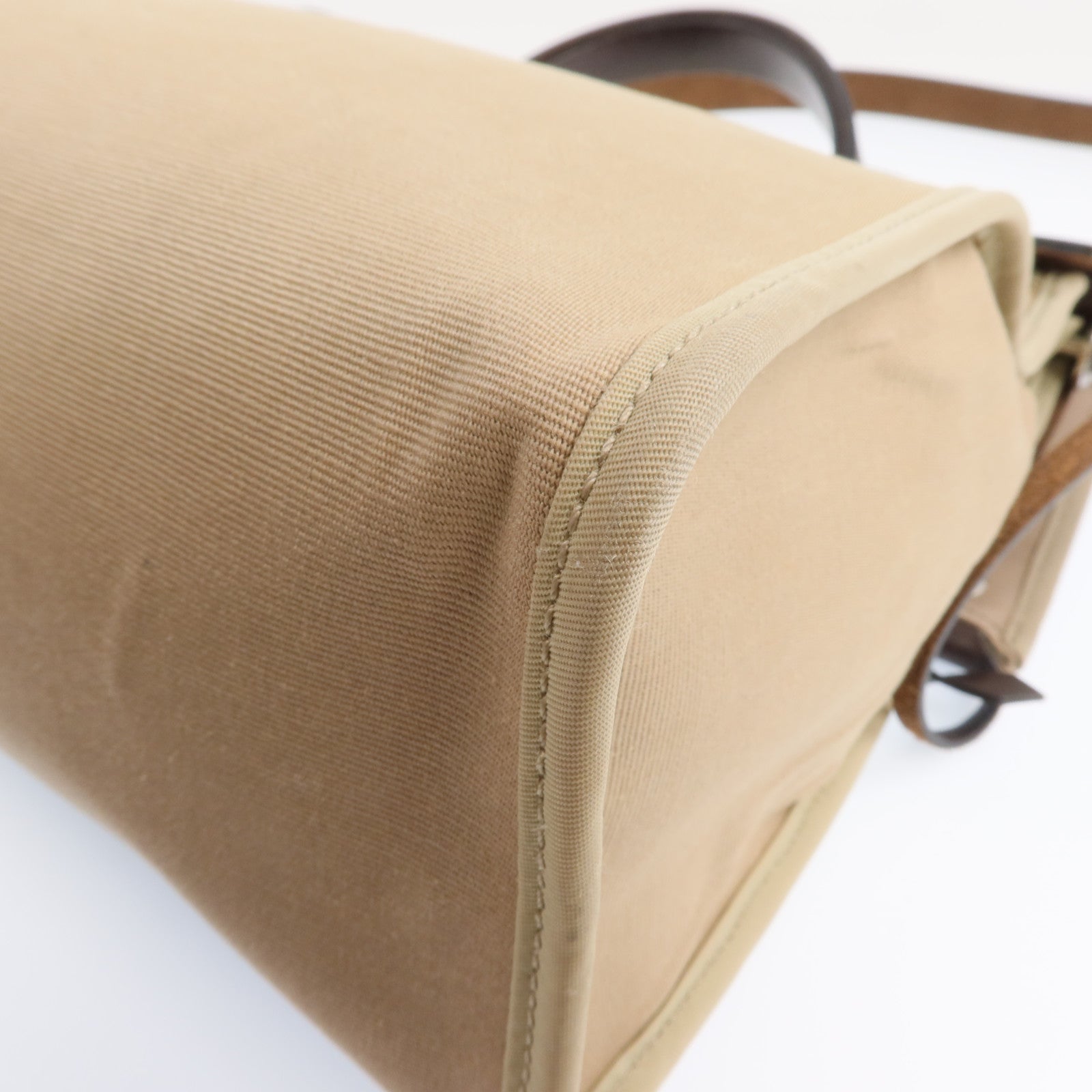 HERMES 帆布Herbag PM銀扣手挽肩背兩用袋Etoupe