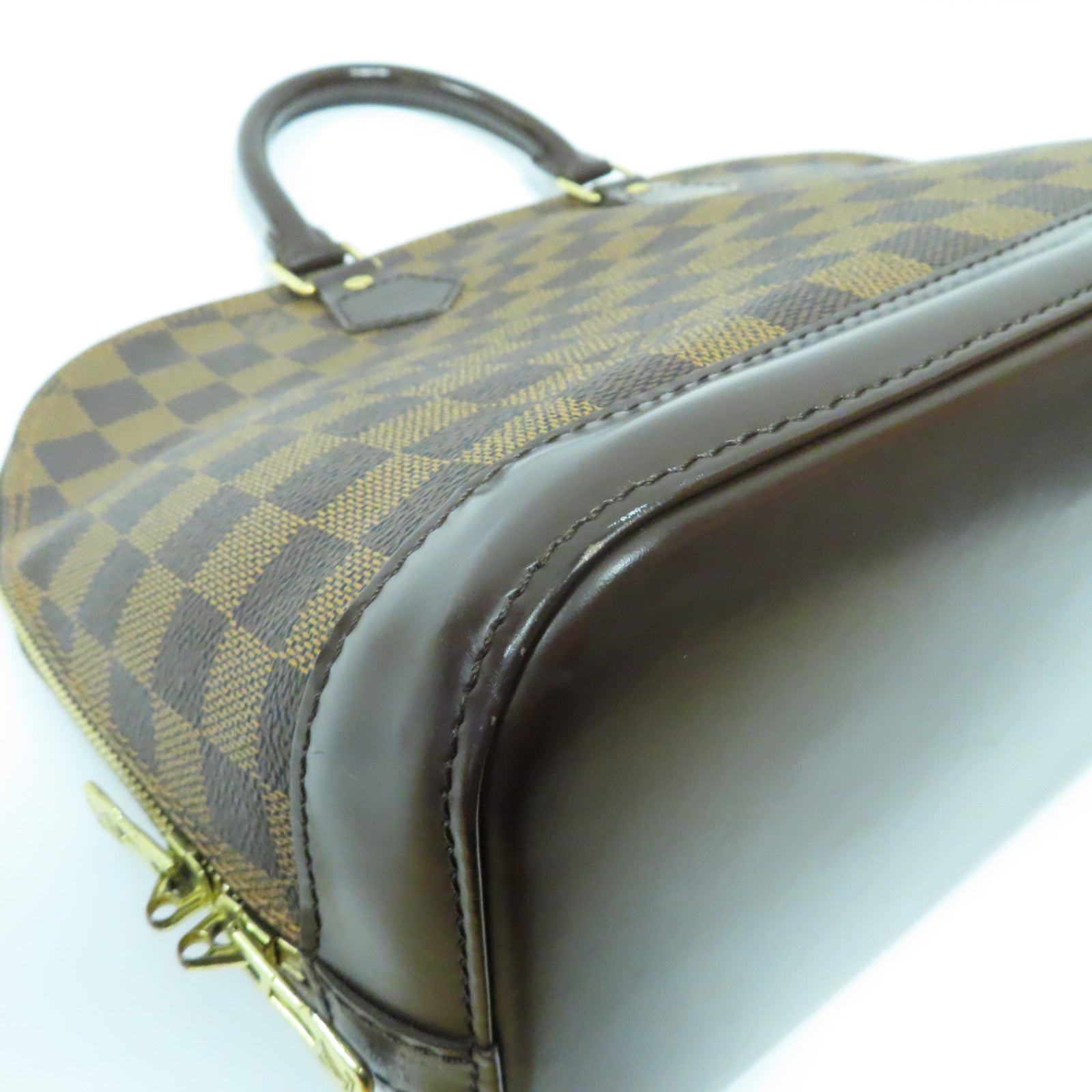 LOUIS VUITTON 【激減優惠】Damier Ebene Alma MM金扣手挽袋啡色