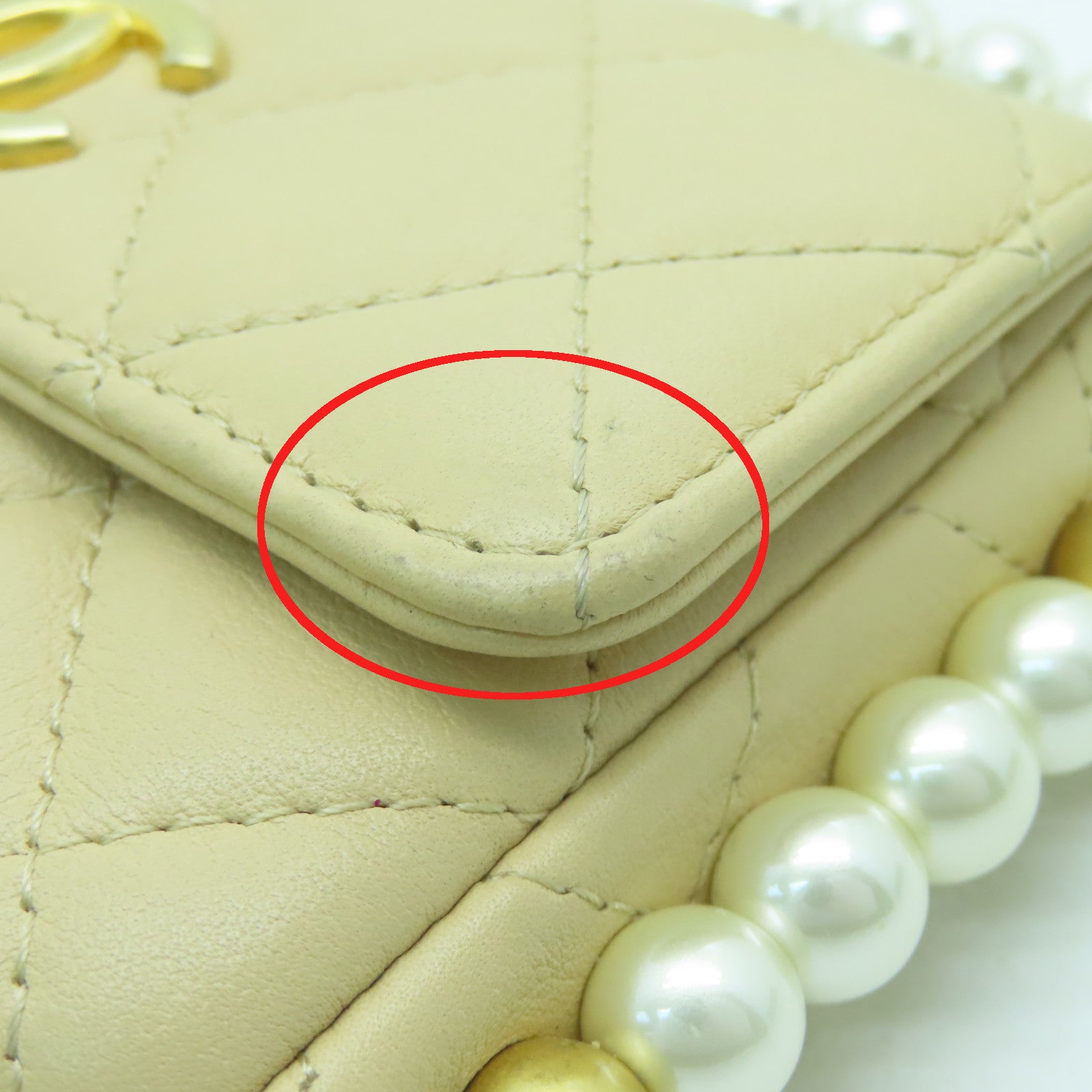 CHANEL Diamond Sheepskin Leather Chain Shoulder Gold Buckle Chain Belt Shoulder Bag Beige