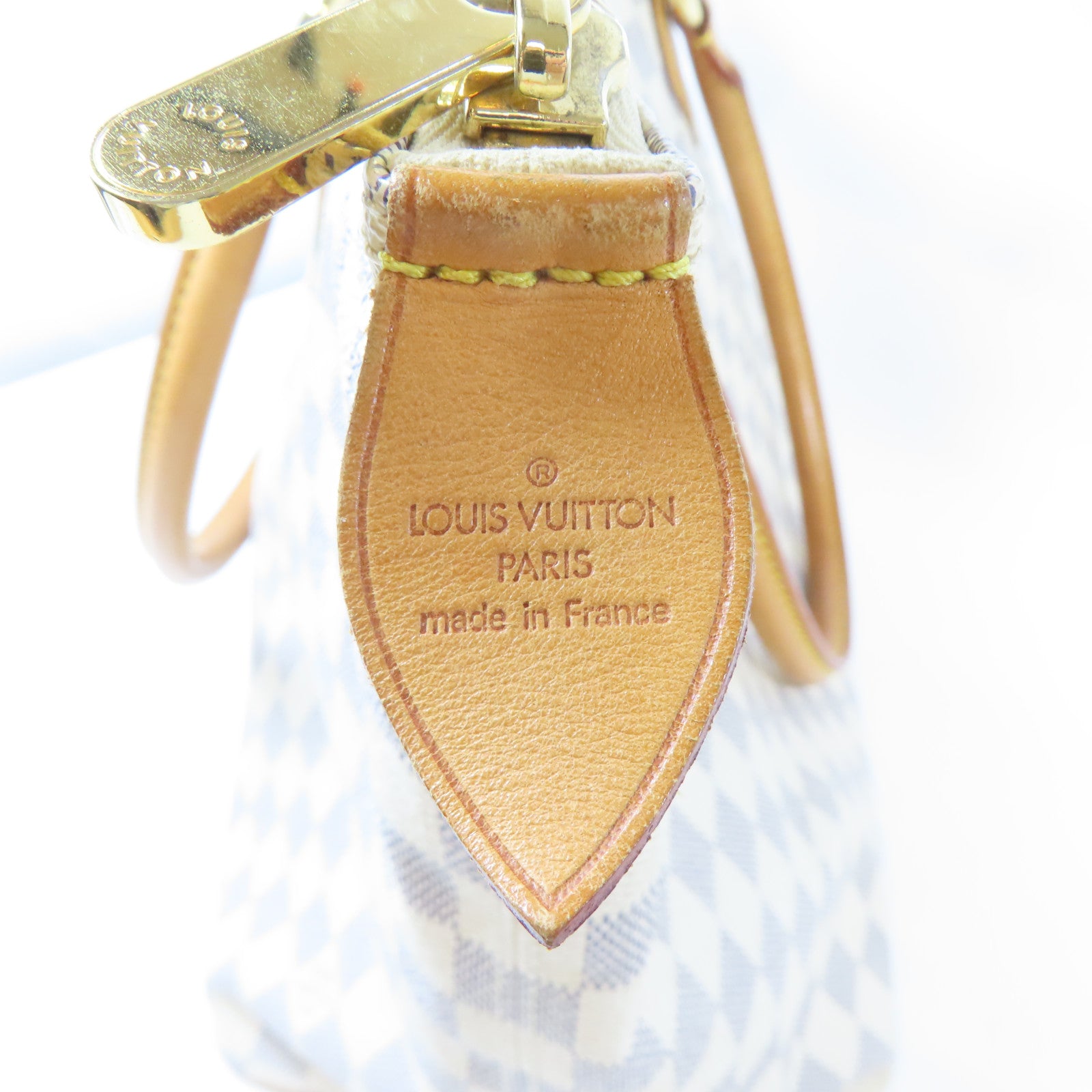 LOUIS VUITTON 【激減優惠】Damier Azur Saleya MM金扣手挽袋白色
