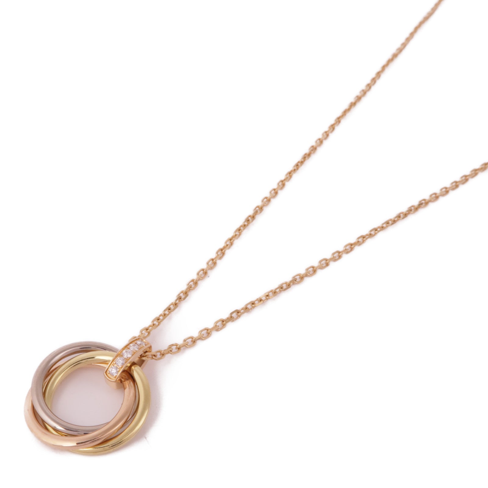 CARTIER Trinity Necklace 5P Diamond B3044700 18K Yellow White Pink Gold