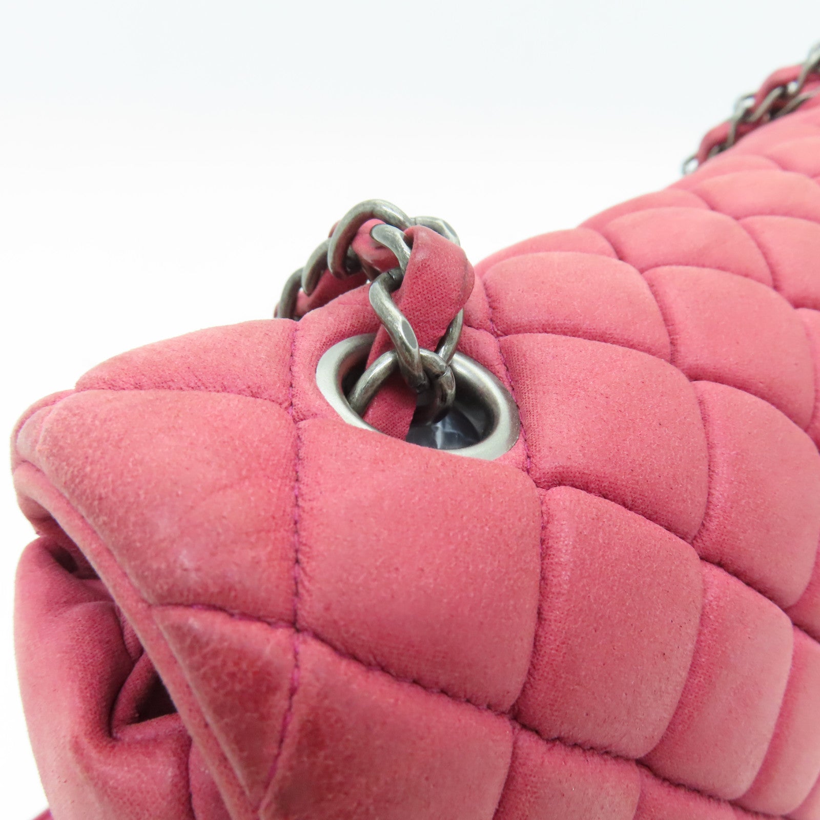 CHANEL 【激減優惠】菱格羊皮皮革Chain Shoulder Bag銀扣鏈帶肩背袋紅色