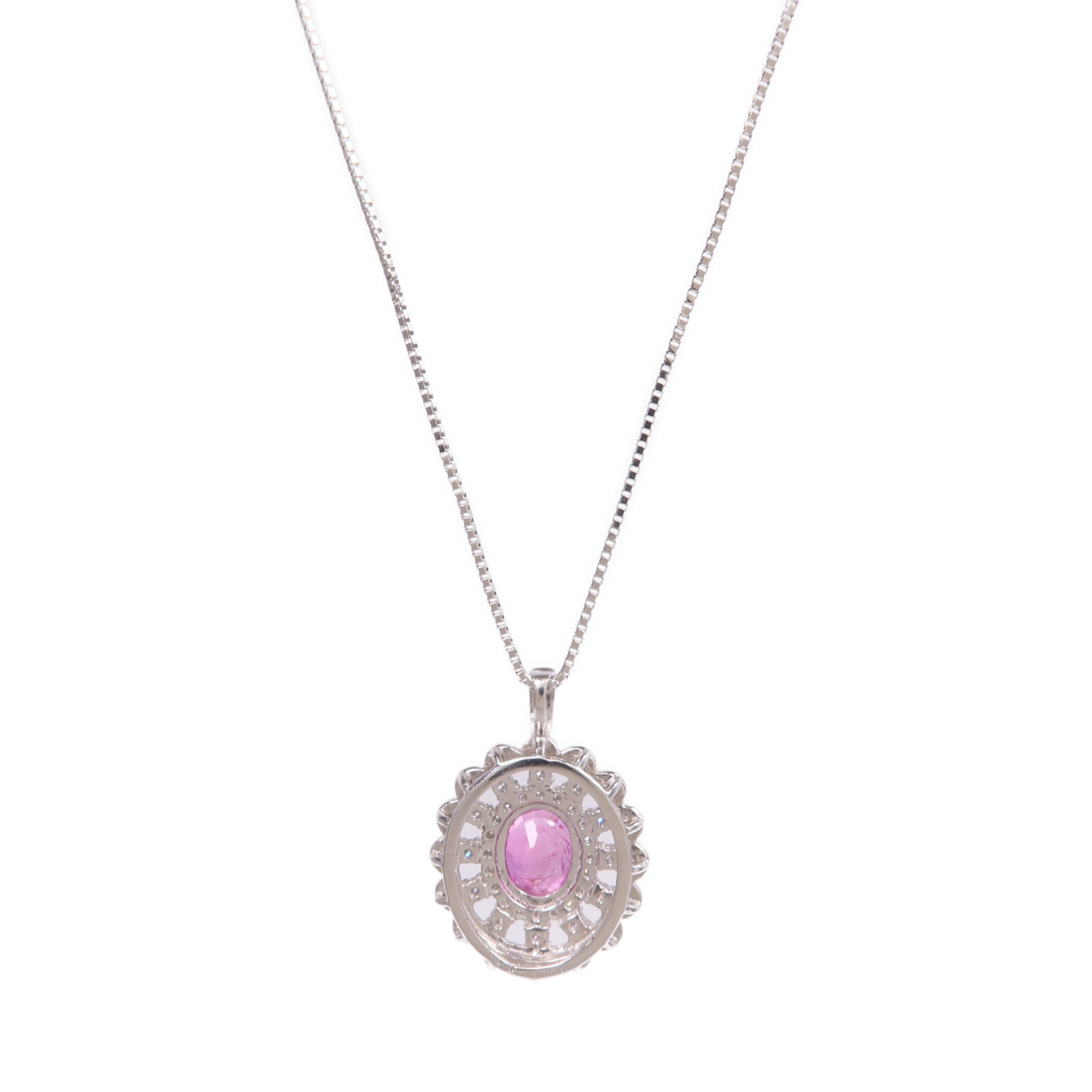 JEWELRY 【激減優惠】PT900/PT850鉑金Pink Sapphire Diamond Necklace粉紅色藍寶石/鑽石項鍊