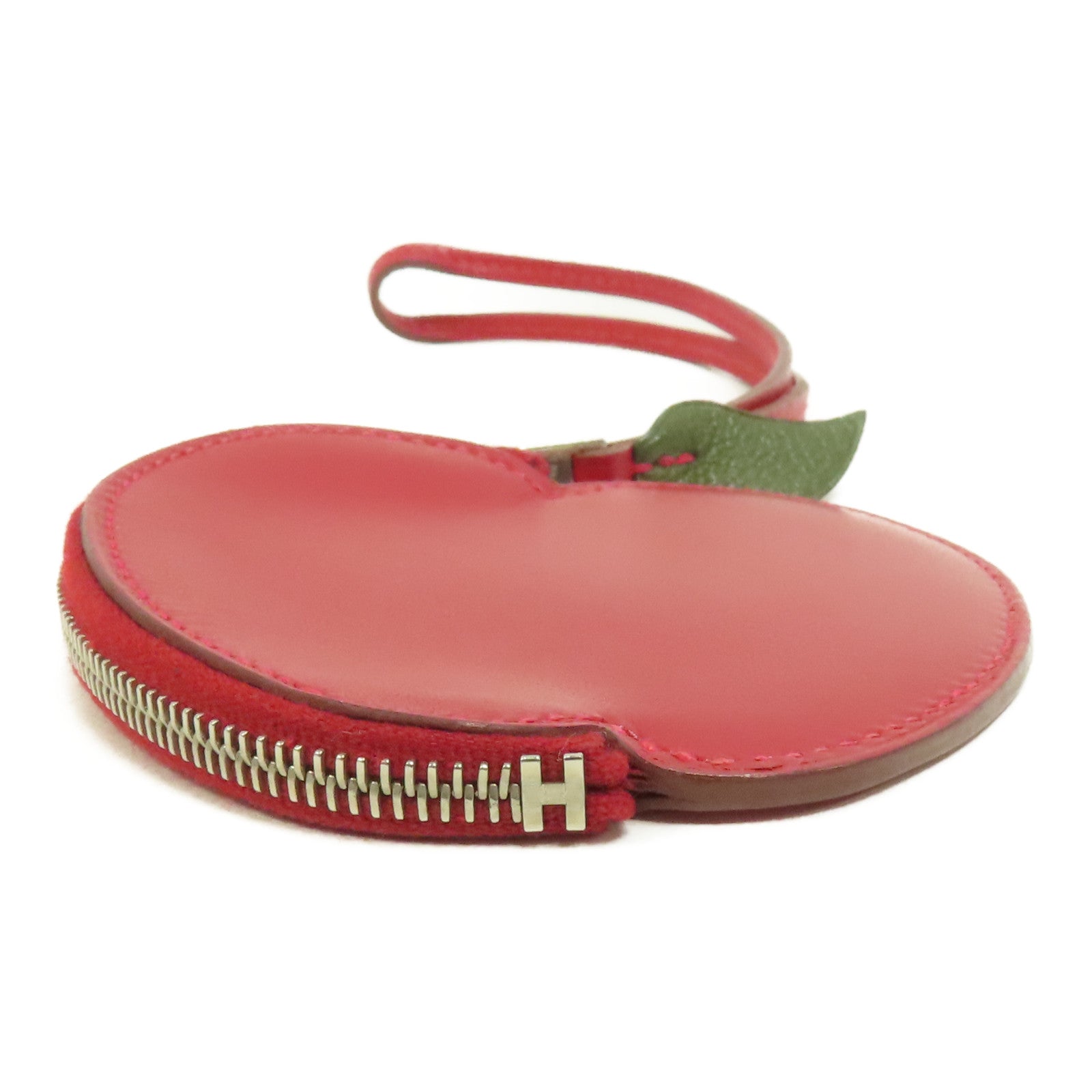 HERMES 牛皮皮革Tutti Frutti銀扣零錢包紅色