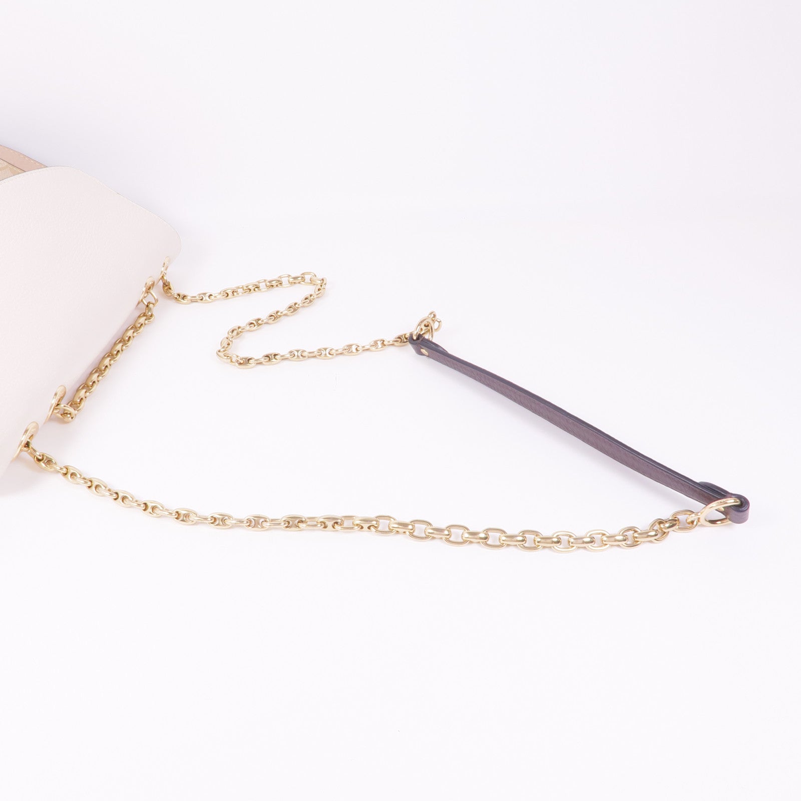 COACH 牛皮皮革Chain Shoulder金扣鏈帶肩背袋