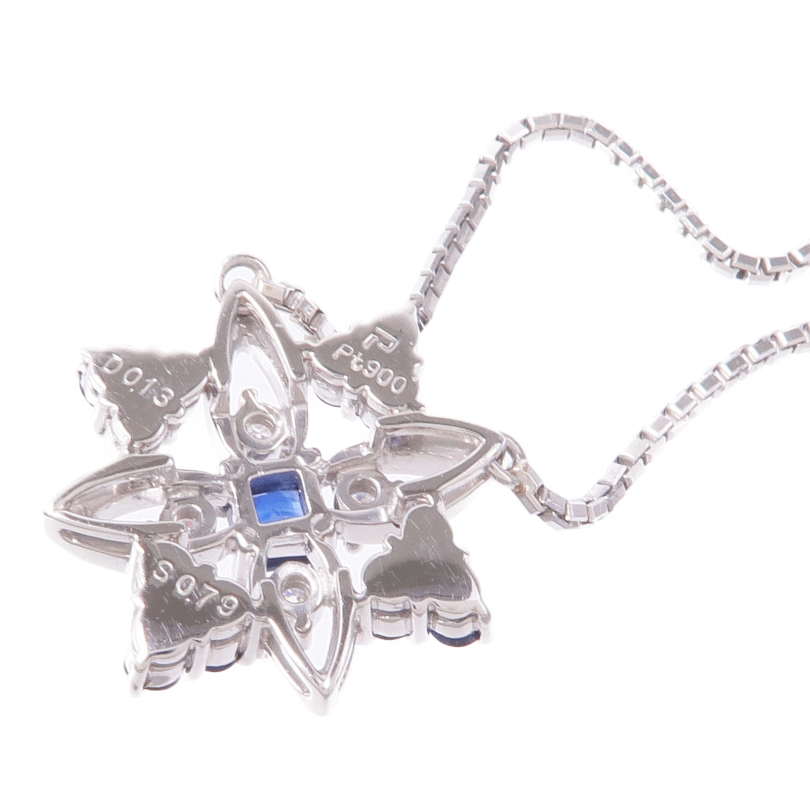 JEWELRY 【激減優惠】PT900鉑金Diamond Sapphire Necklace藍寶石/鑽石項鍊