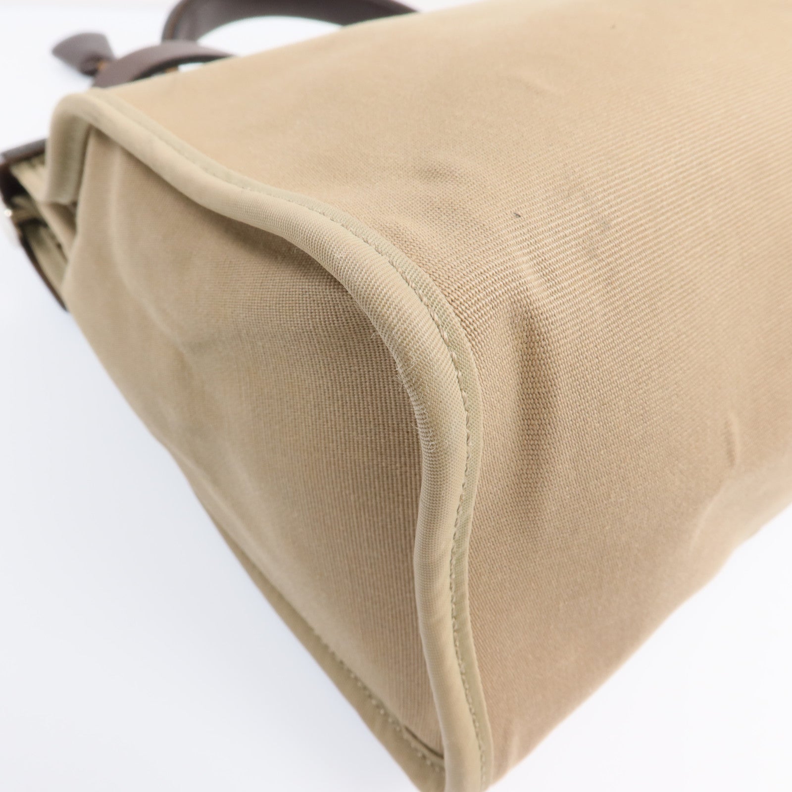 HERMES 帆布Herbag PM銀扣手挽肩背兩用袋Etoupe