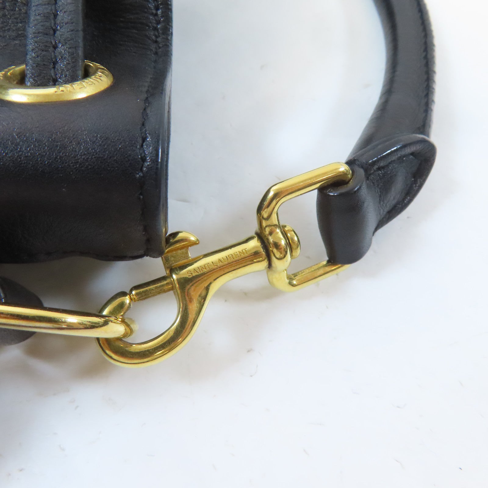 SAINT LAURENT 牛皮皮革Emmanuelle Fringe Bucket Bag金扣手挽肩背兩用袋黑色