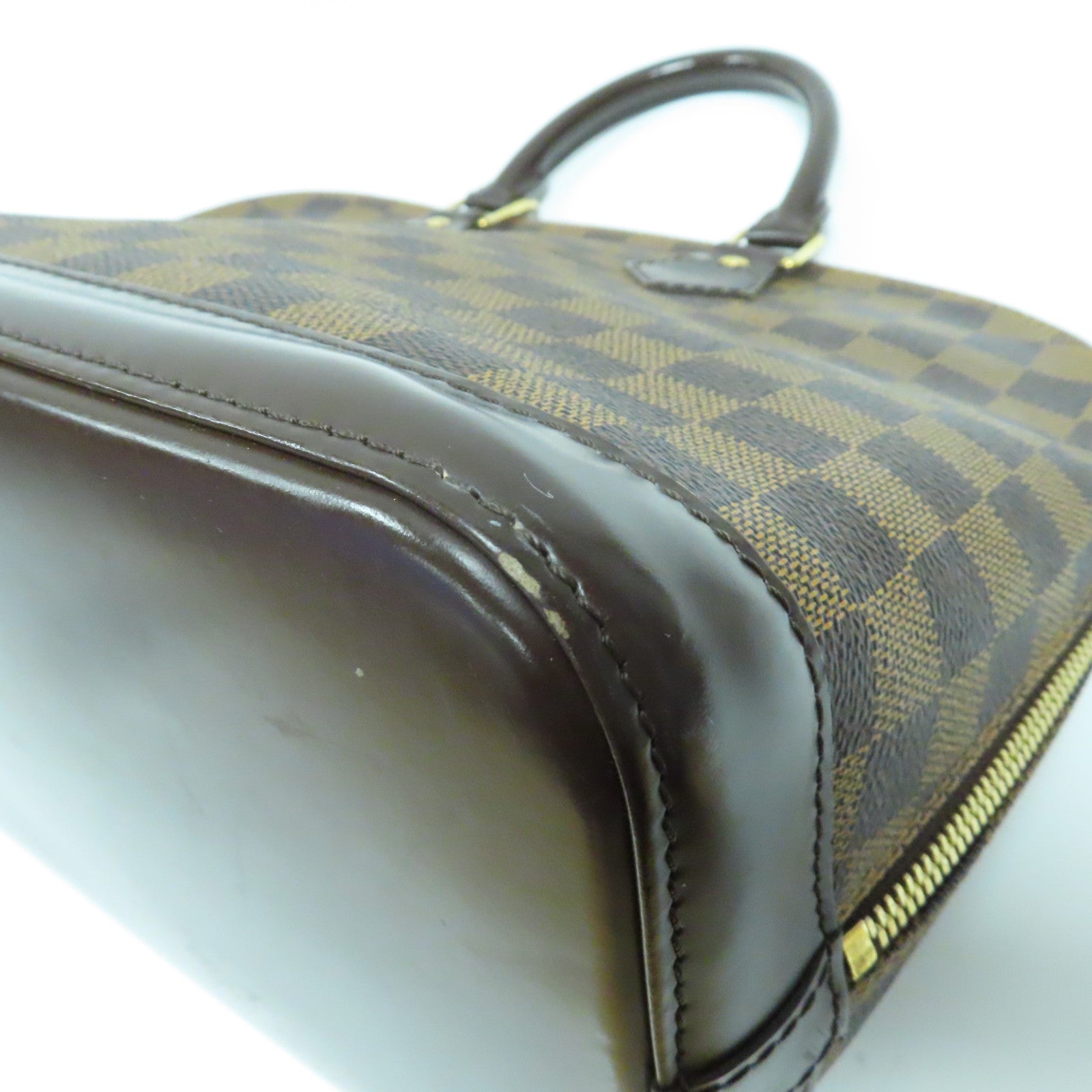 LOUIS VUITTON 【激減優惠】Damier Ebene Alma MM金扣手挽袋啡色