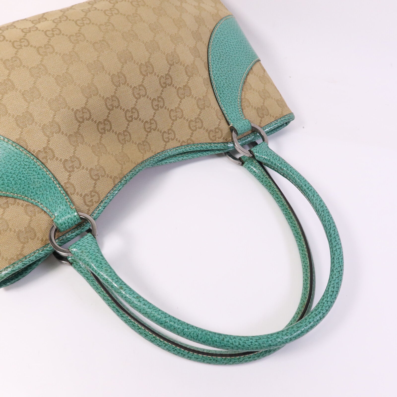GUCCI 帆布Shoulder Bag銀扣手挽袋