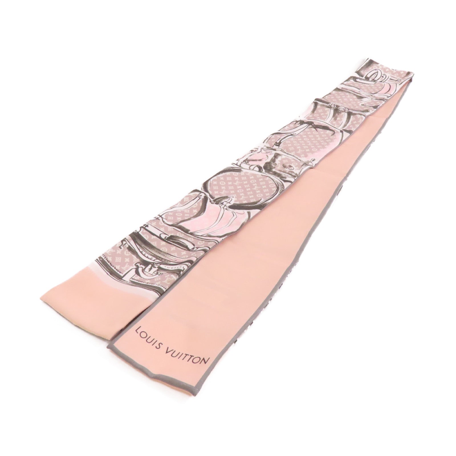 LOUIS VUITTON 絲質Trunks Bandeau scarf絲巾粉紅色
